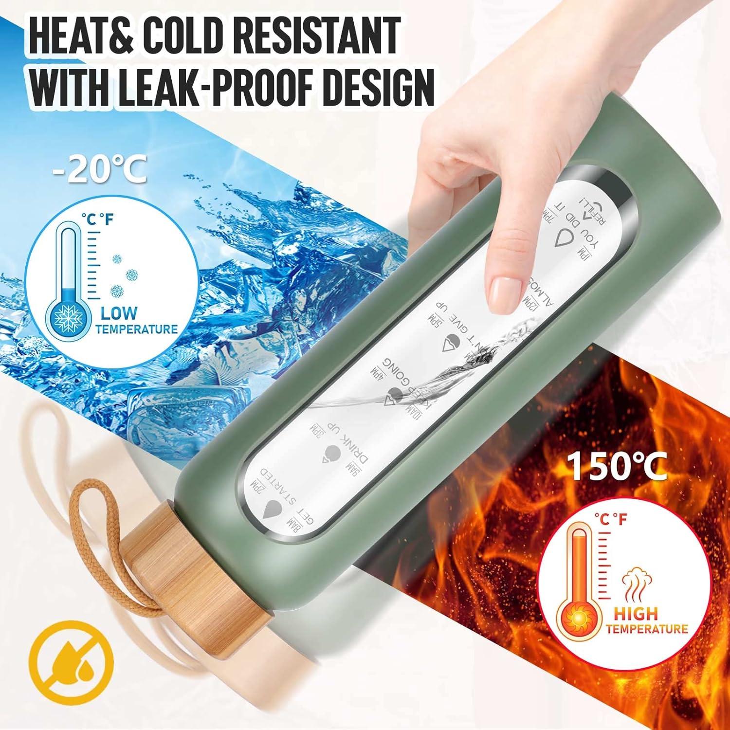 Botella de Agua de Vidrio Aqulea 32 Oz Verde con Infusor