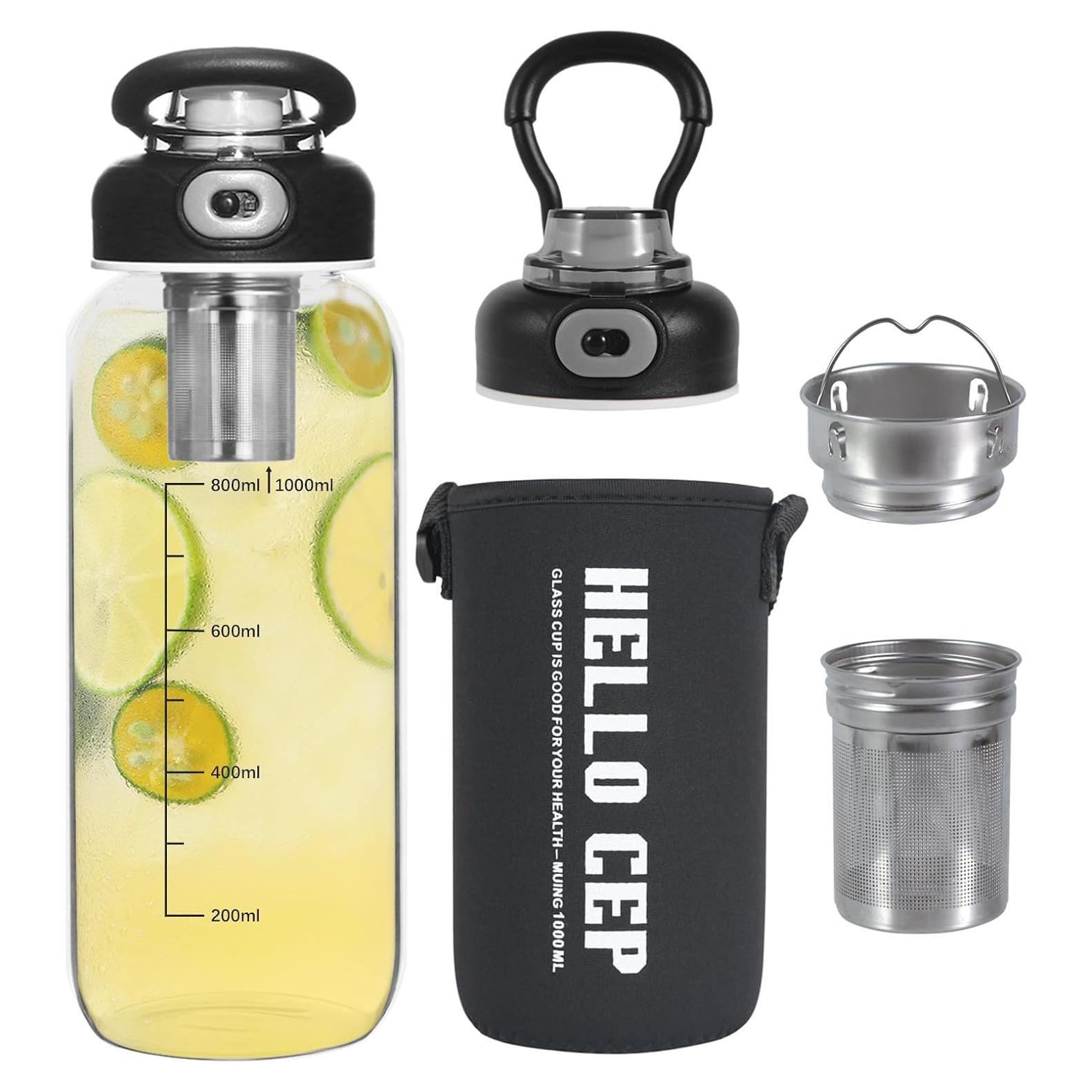 Botella de Agua de Vidrio 1006ml con Infusor CHPINDAM