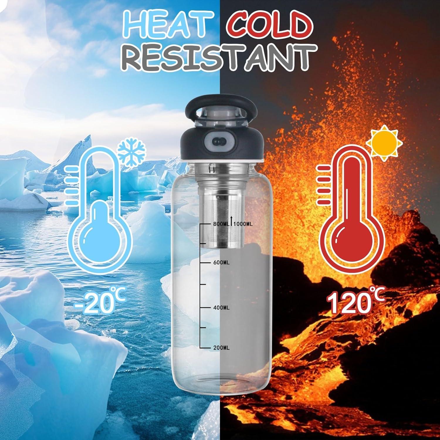 Botella de Agua de Vidrio 1006ml con Infusor CHPINDAM