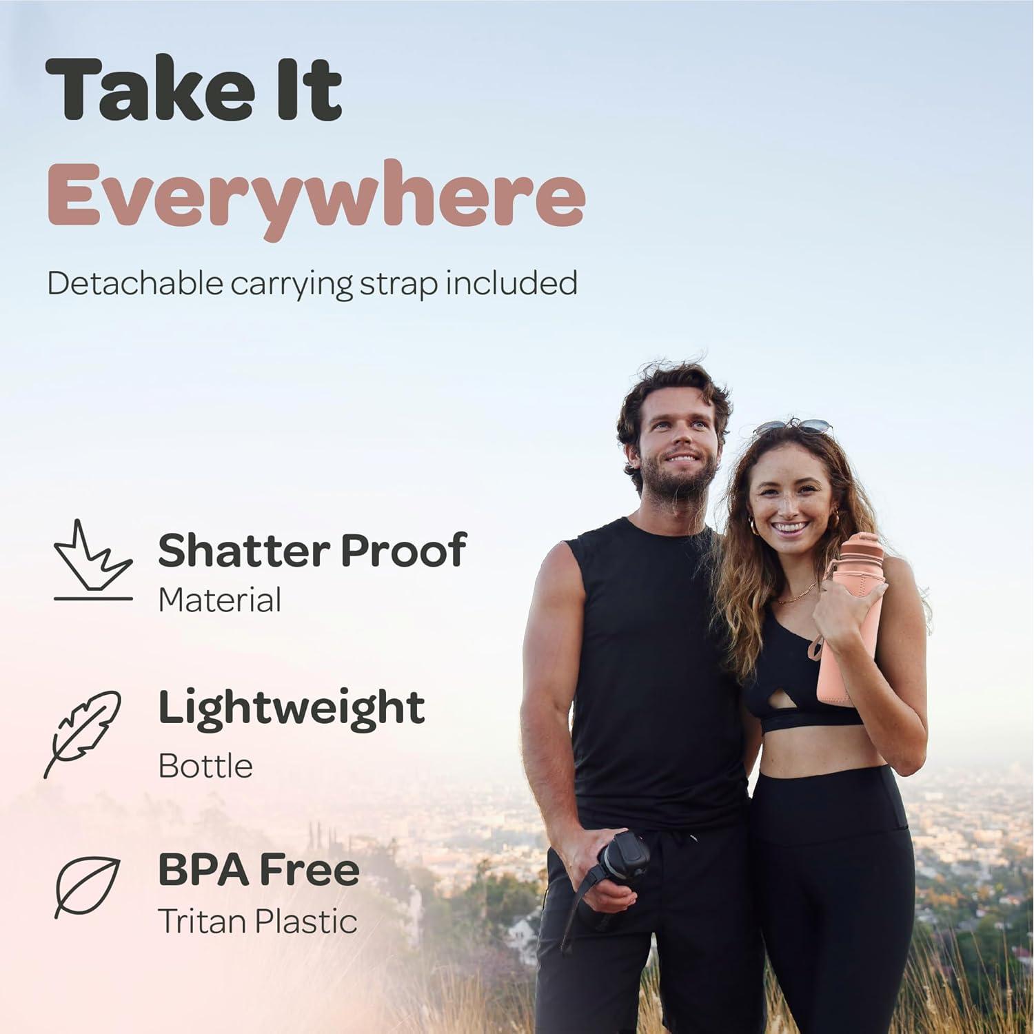 Botella de Agua Hydracy Coach 1L con Marcador de Tiempo Oro Rosa