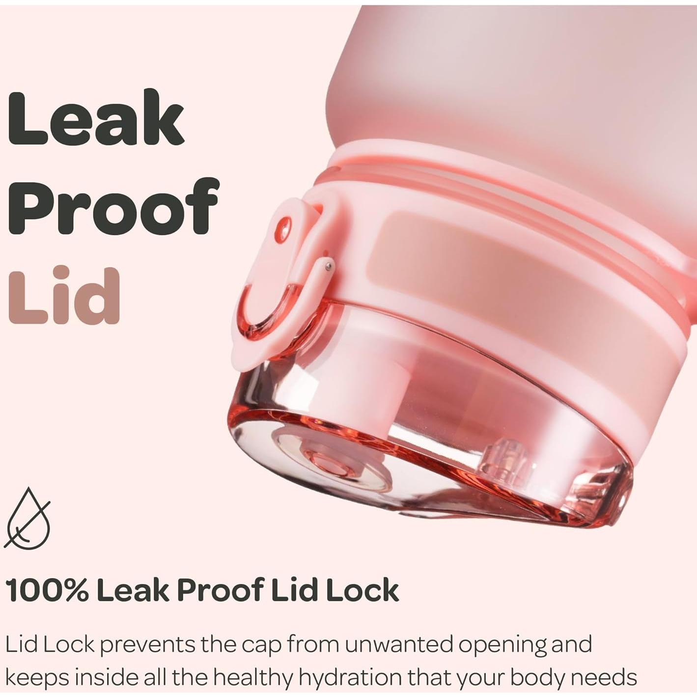 Botella de Agua Hydracy Coach 1L con Marcador de Tiempo Oro Rosa