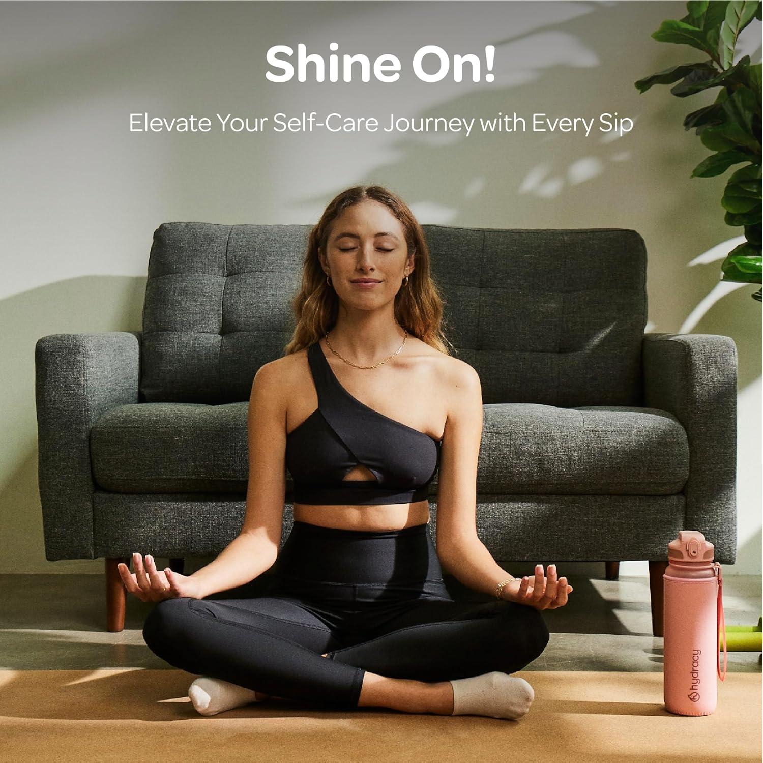 Botella de Agua Hydracy Coach 1L con Marcador de Tiempo Oro Rosa