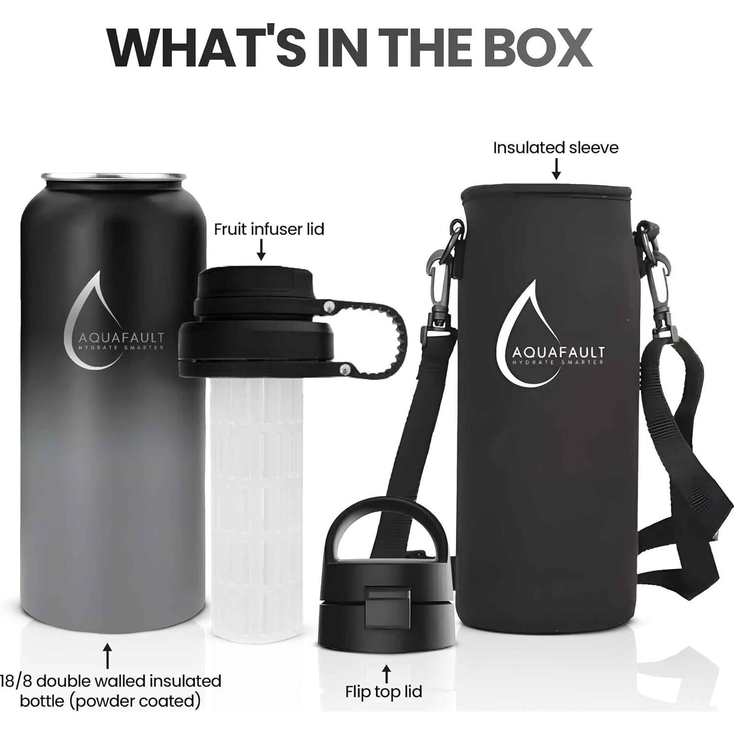 Botella Infusora Aquafault 1000ml Acero Inoxidable A Prueba de Fugas