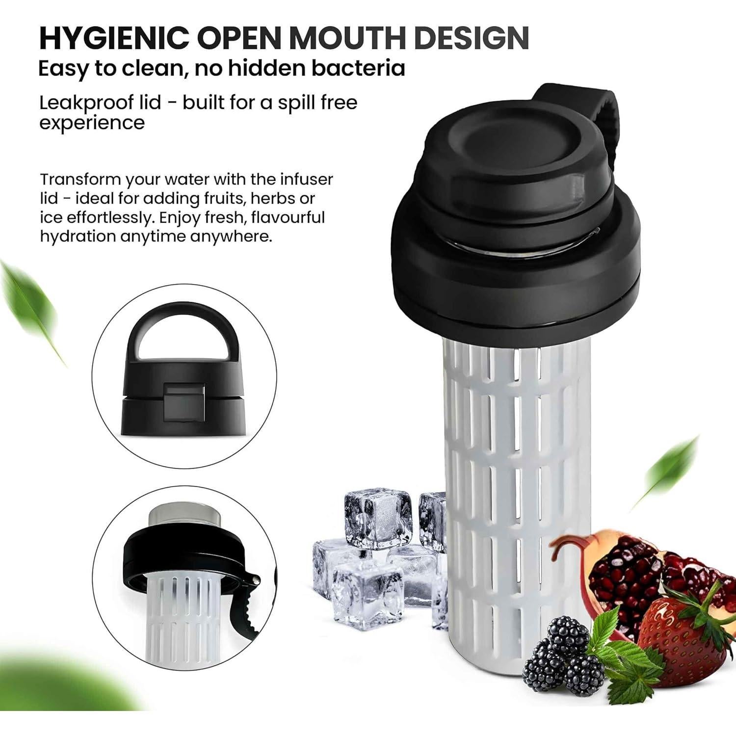 Botella Infusora Aquafault 1000ml Acero Inoxidable A Prueba de Fugas