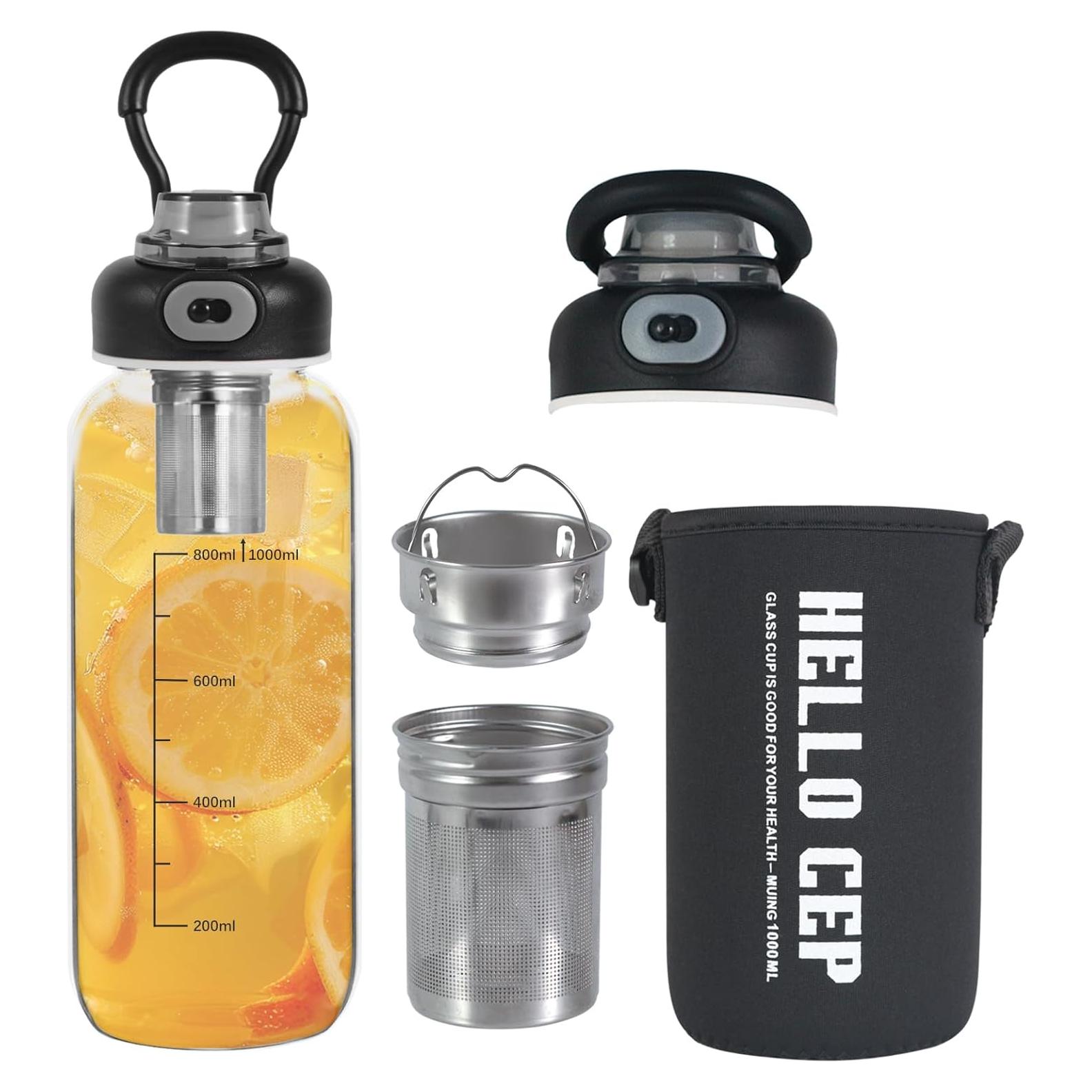 Botella de Agua de Vidrio 0.95L Wangsdjy con Colador de Té