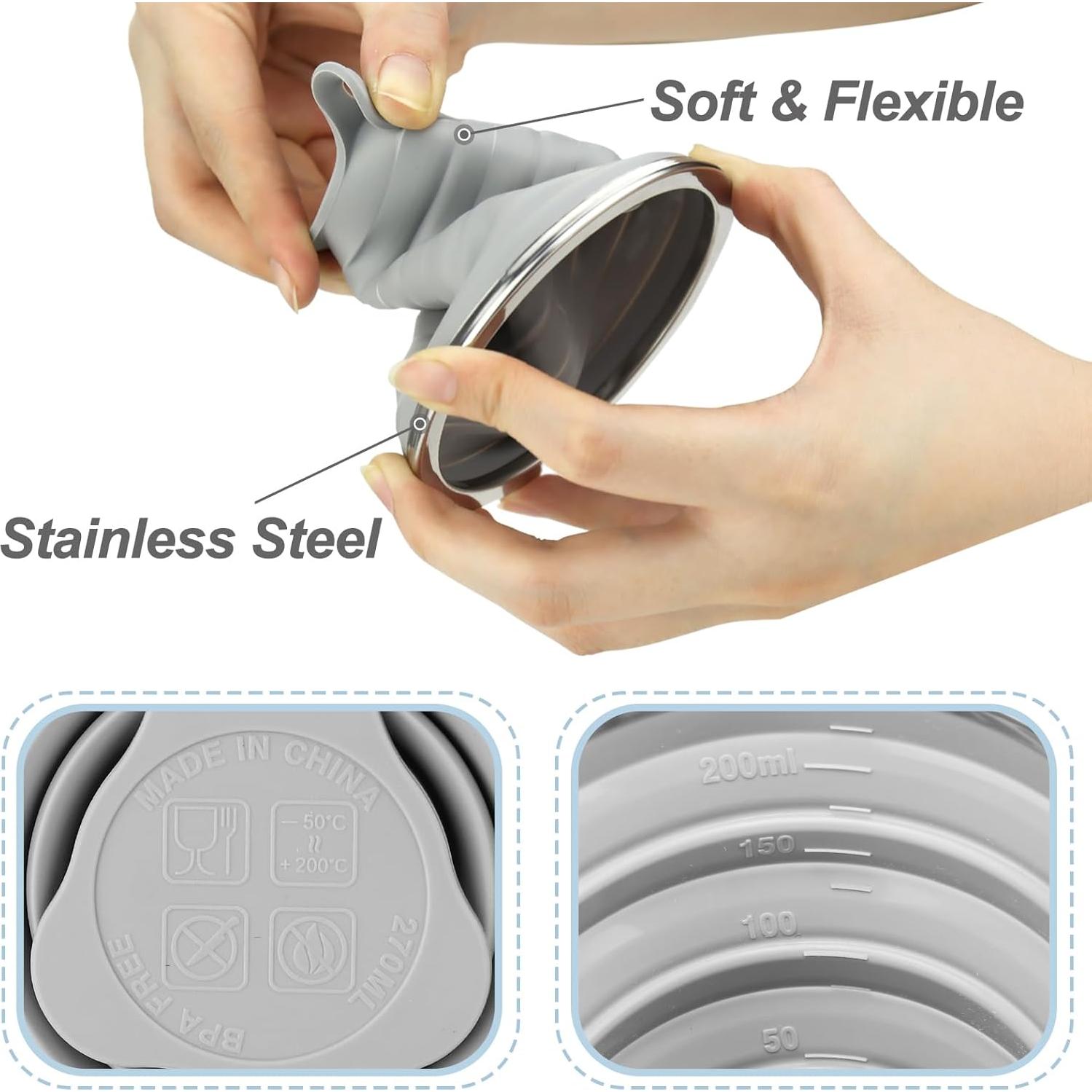 Tazas de Silicona Plegables Nanaborn 270ml para Camping - 2 Unidades