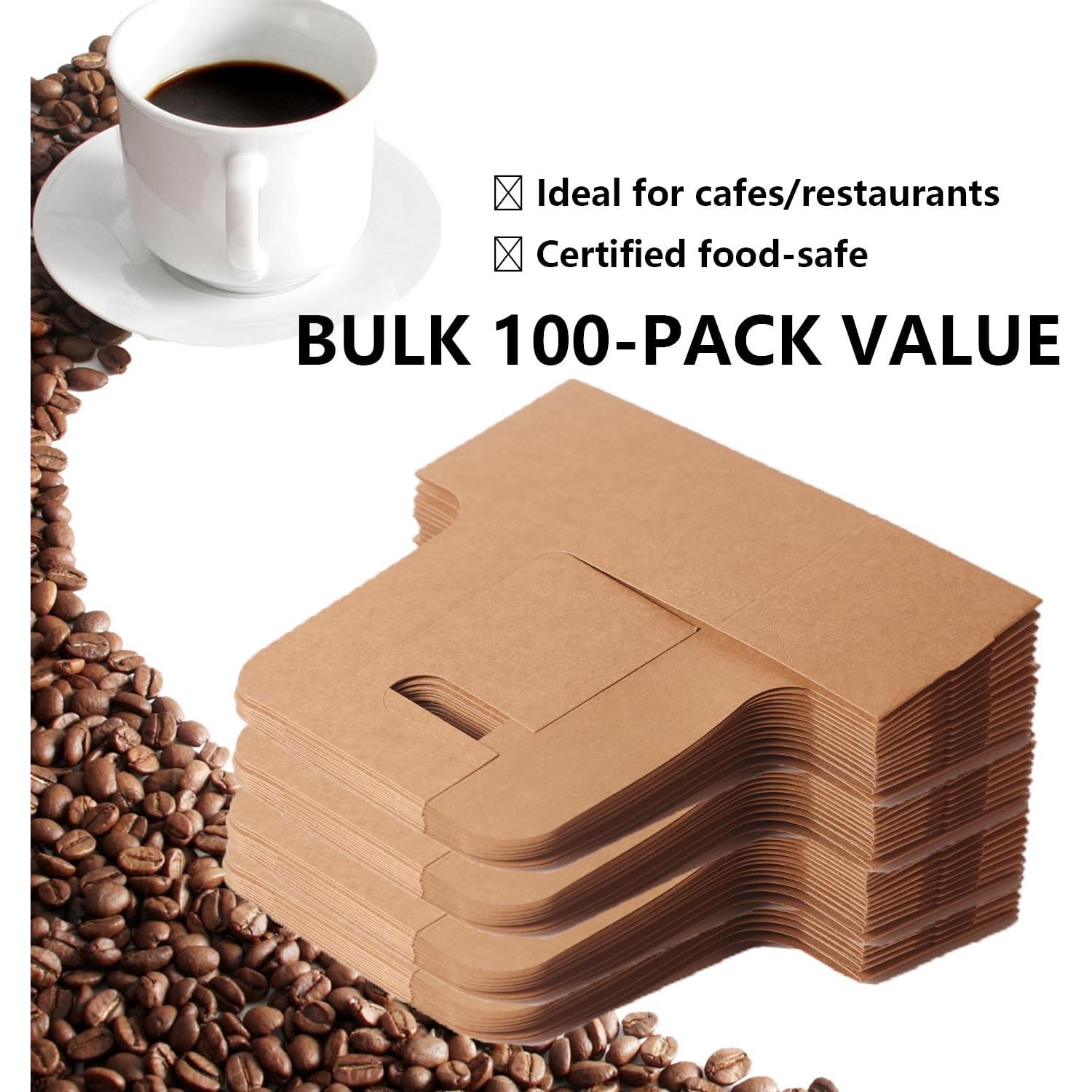 Paquete de 100 portavasos de papel kraft para 2 tazas