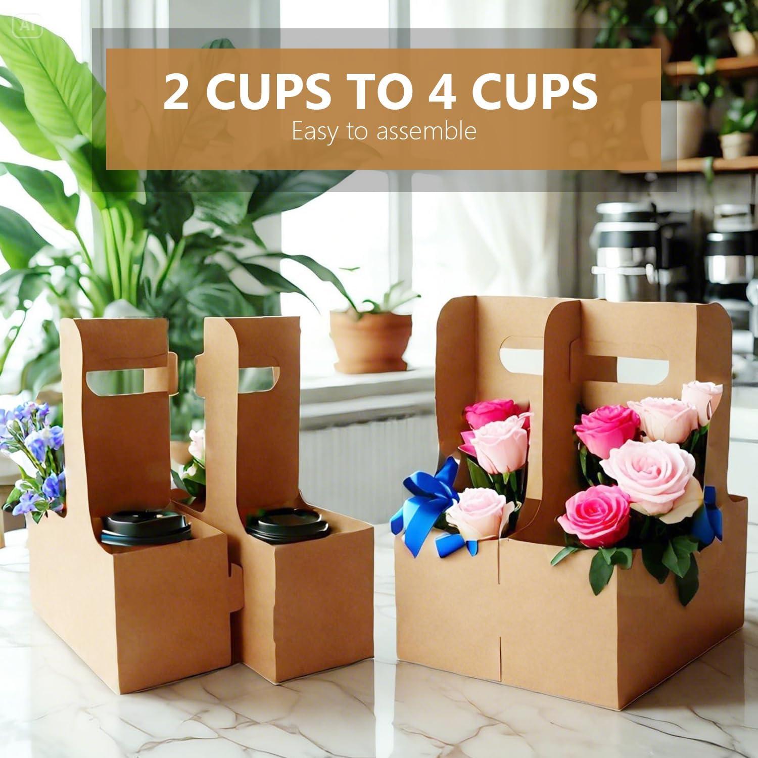 Paquete de 100 portavasos de papel kraft para 2 tazas