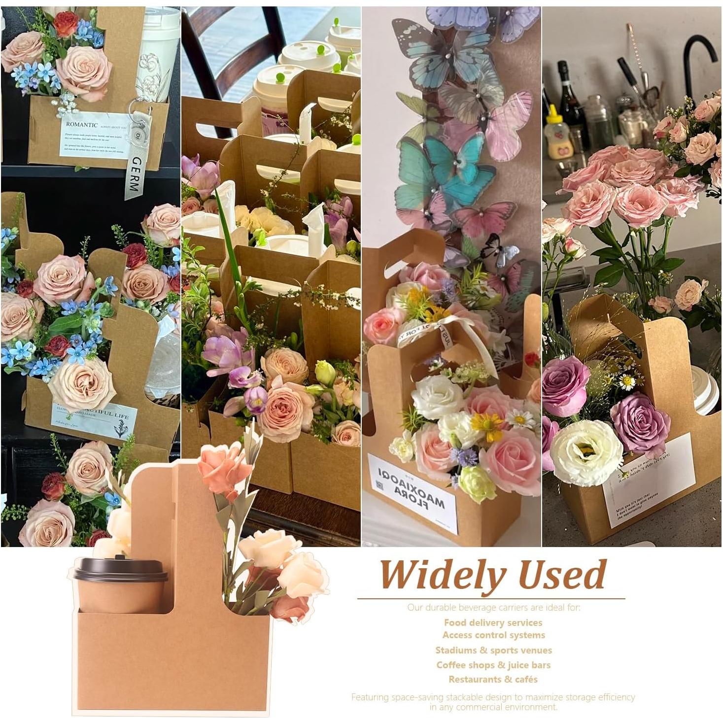 Paquete de 100 portavasos de papel kraft para 2 tazas