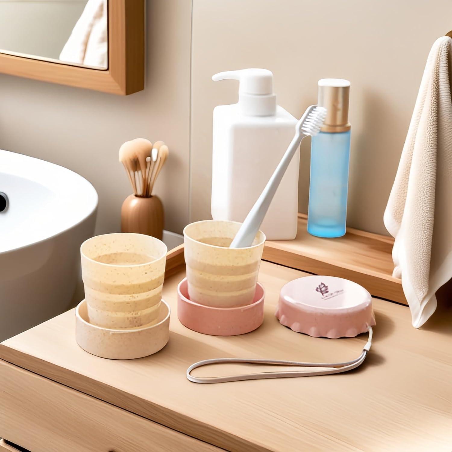 Taza de Viaje Plegable FANBODTA 130ml 4-Pack a Prueba de Fugas