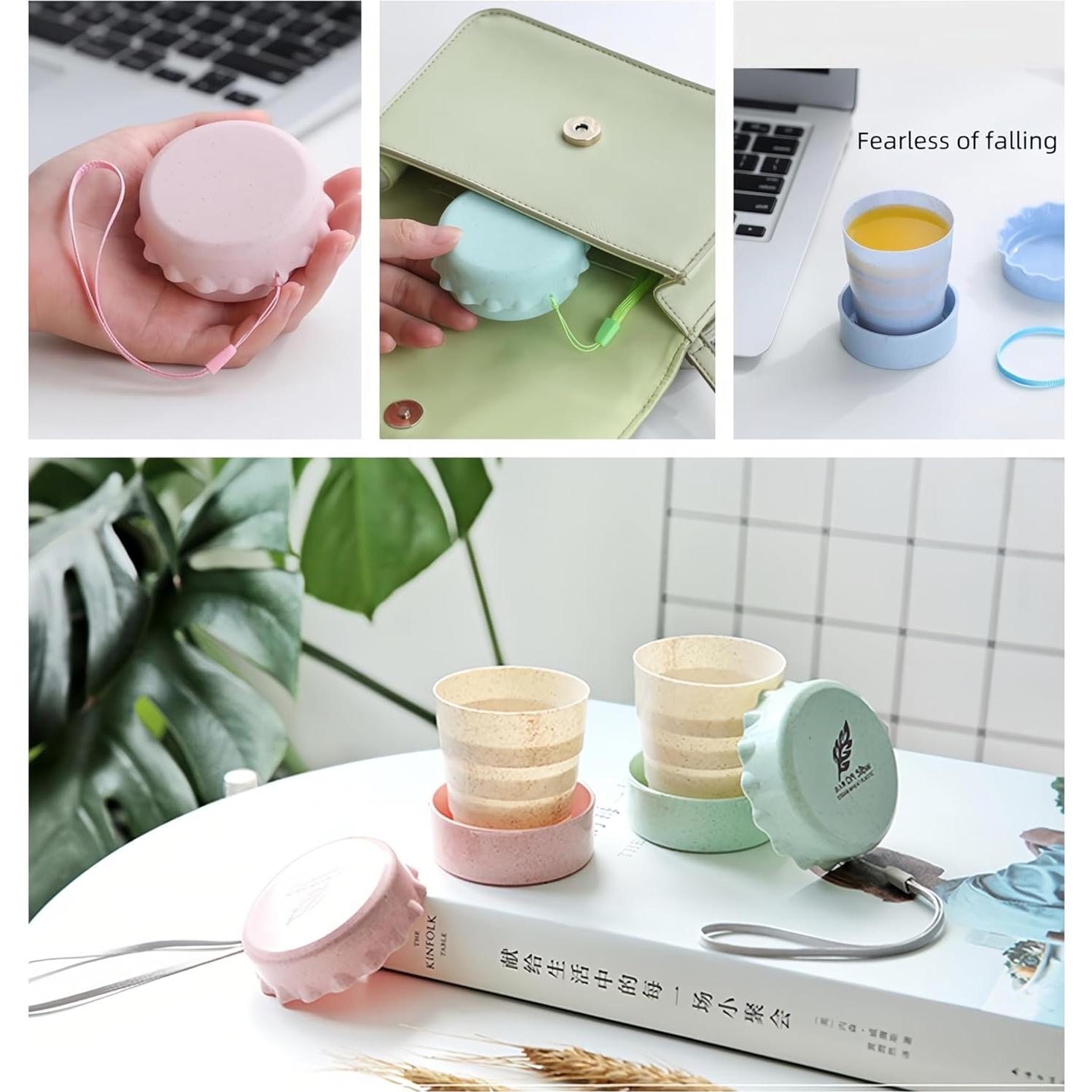 Taza de Viaje Plegable FANBODTA 130ml 4-Pack a Prueba de Fugas