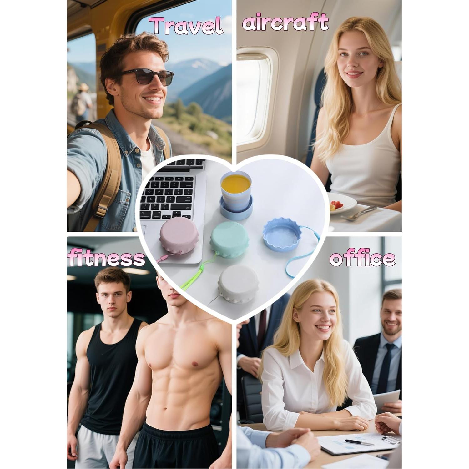 Taza de Viaje Plegable FANBODTA 130ml 4-Pack a Prueba de Fugas