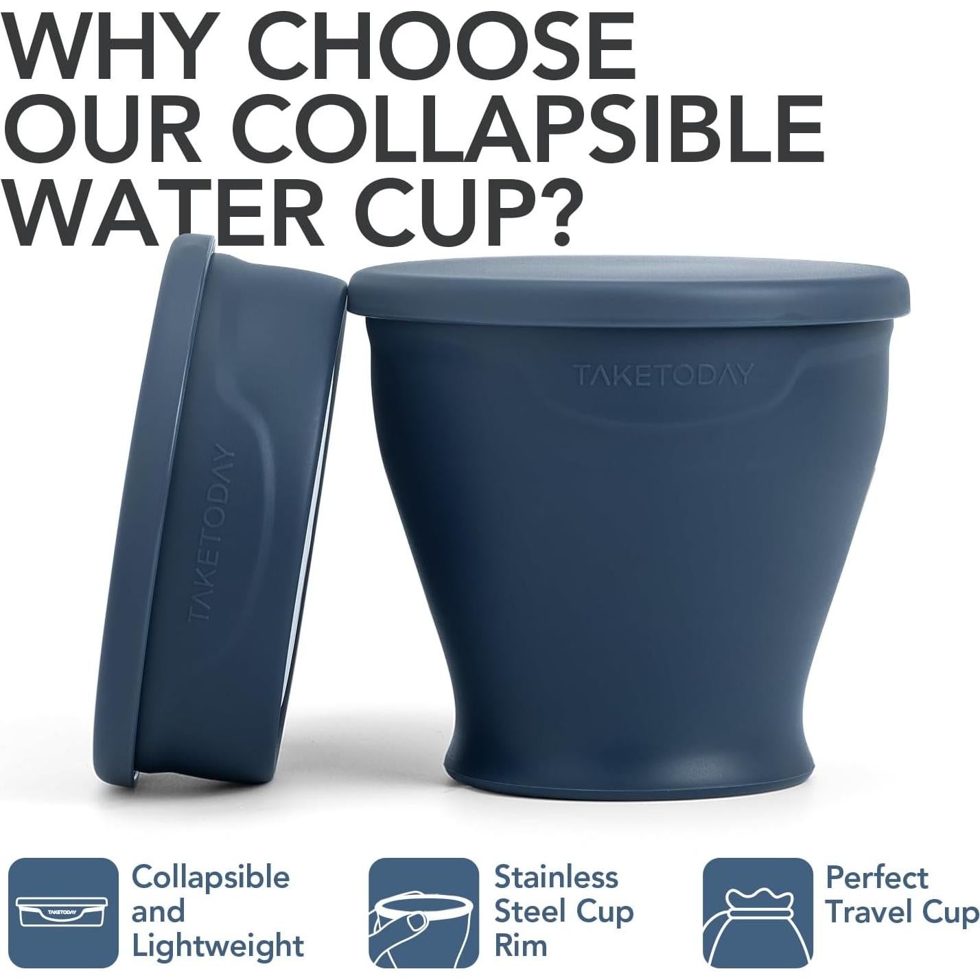 Taza de Viaje Plegable TakeToday 240ml Libre de BPA Marino