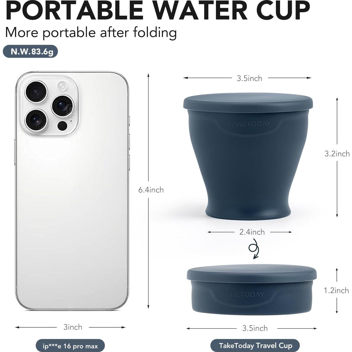 Taza de Viaje Plegable TakeToday 240ml Libre de BPA Marino