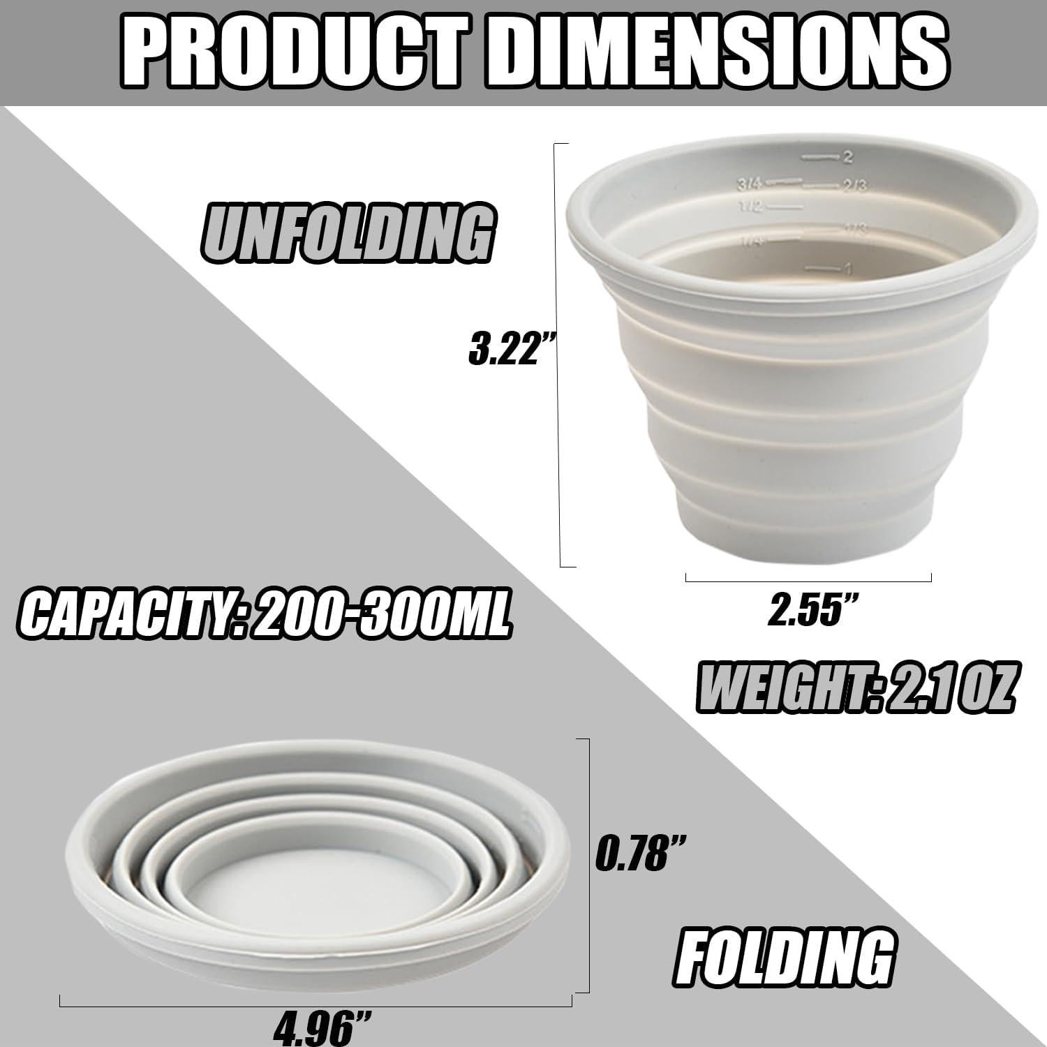 Taza Plegable de Silicona Carimee 300ml para Viaje y Camping
