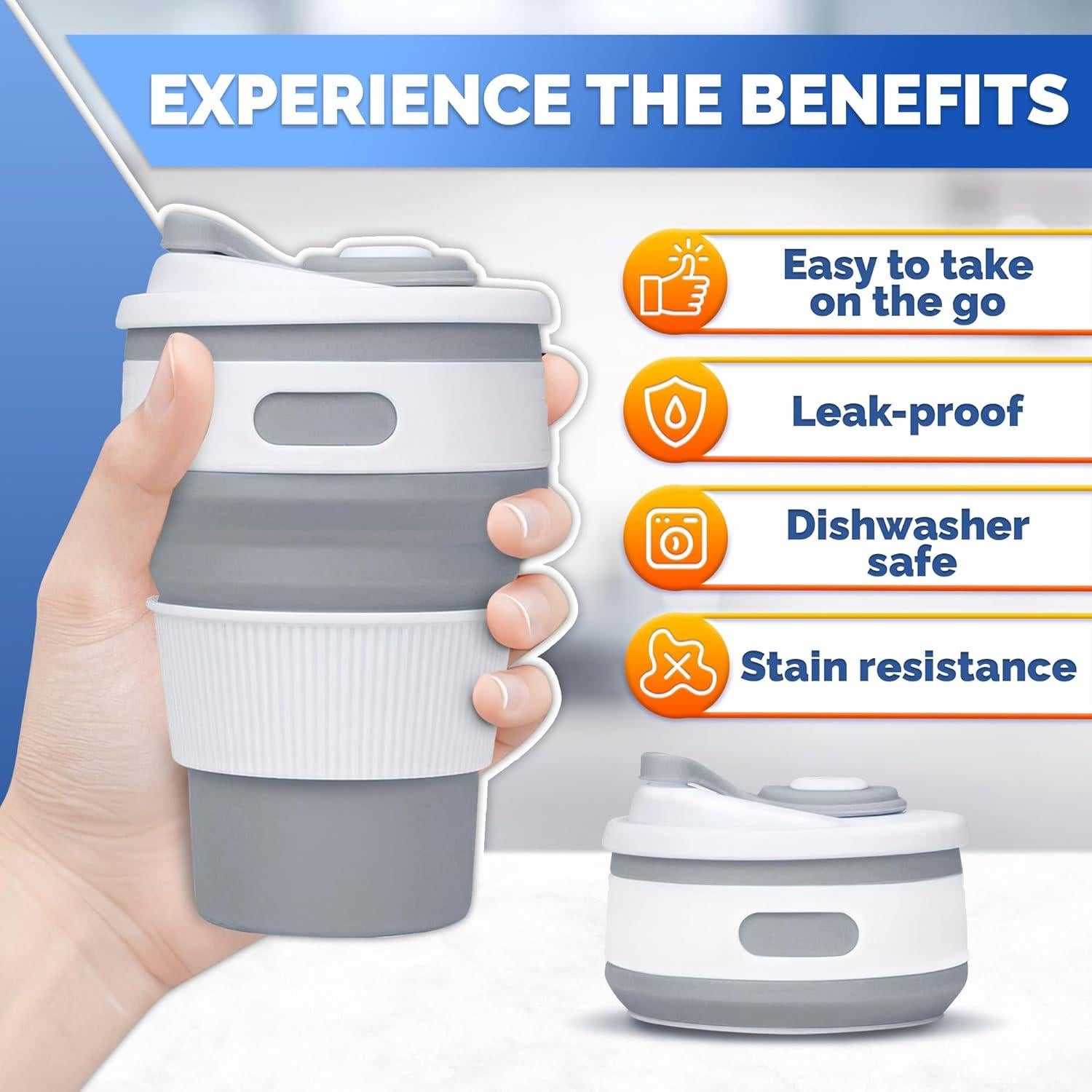 Tazas de Café Plegables Reutilizables Tesorrio 350ml - 2 Piezas