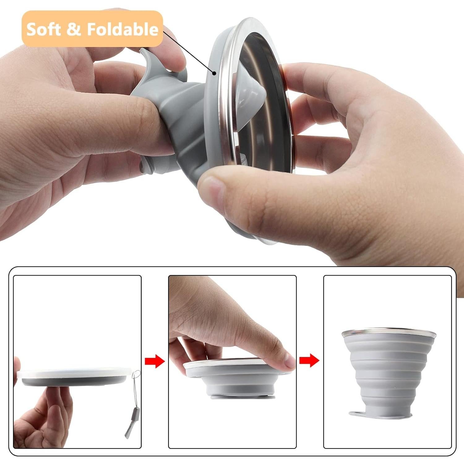 Taza Plegable de Silicona Litoexpe 2 Pack para Viaje 270ml