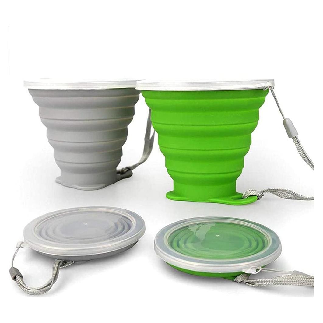 Taza Plegable de Silicona JBER para Viaje 260ml - Gris y Verde