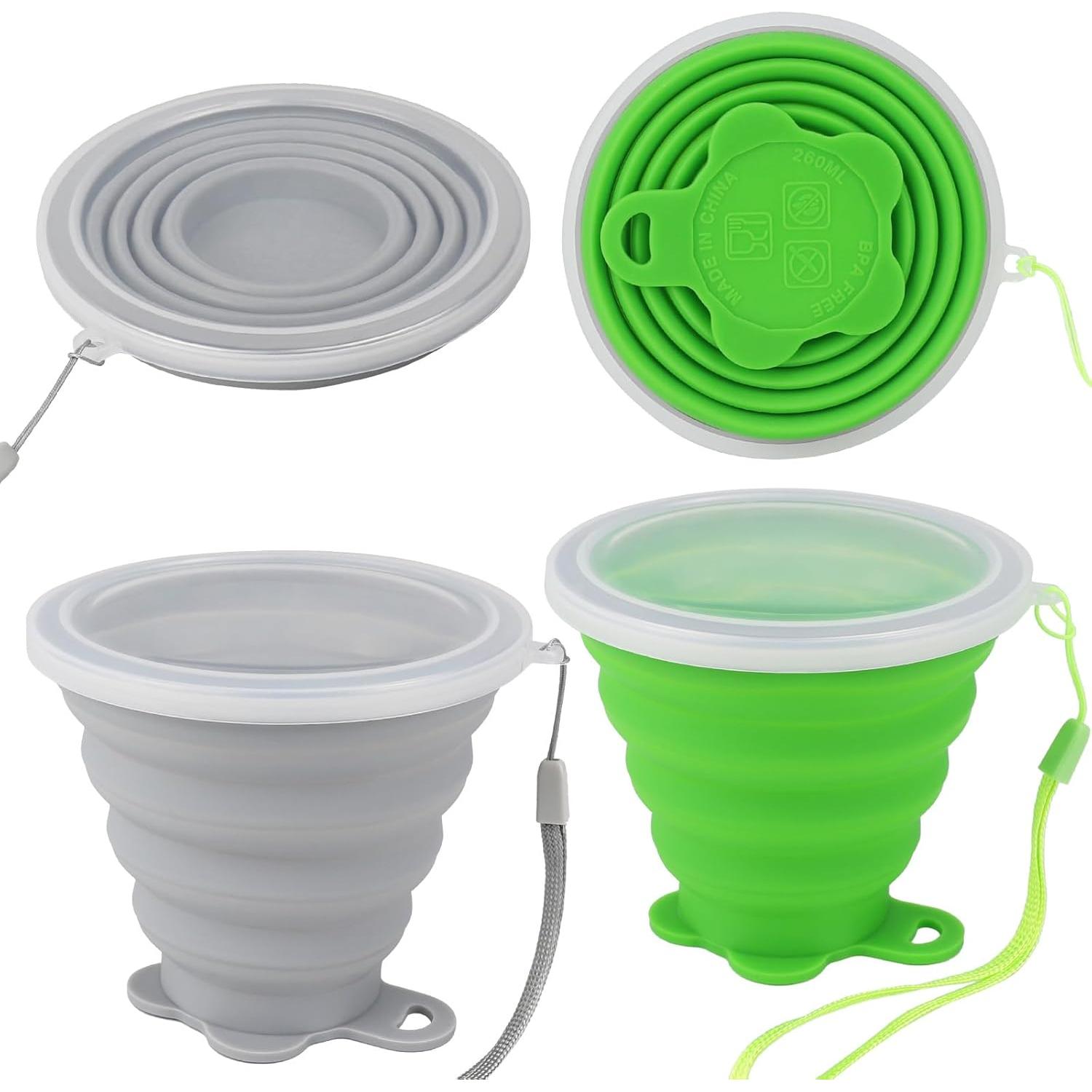 Taza Plegable de Silicona JBER para Viaje 260ml - Gris y Verde