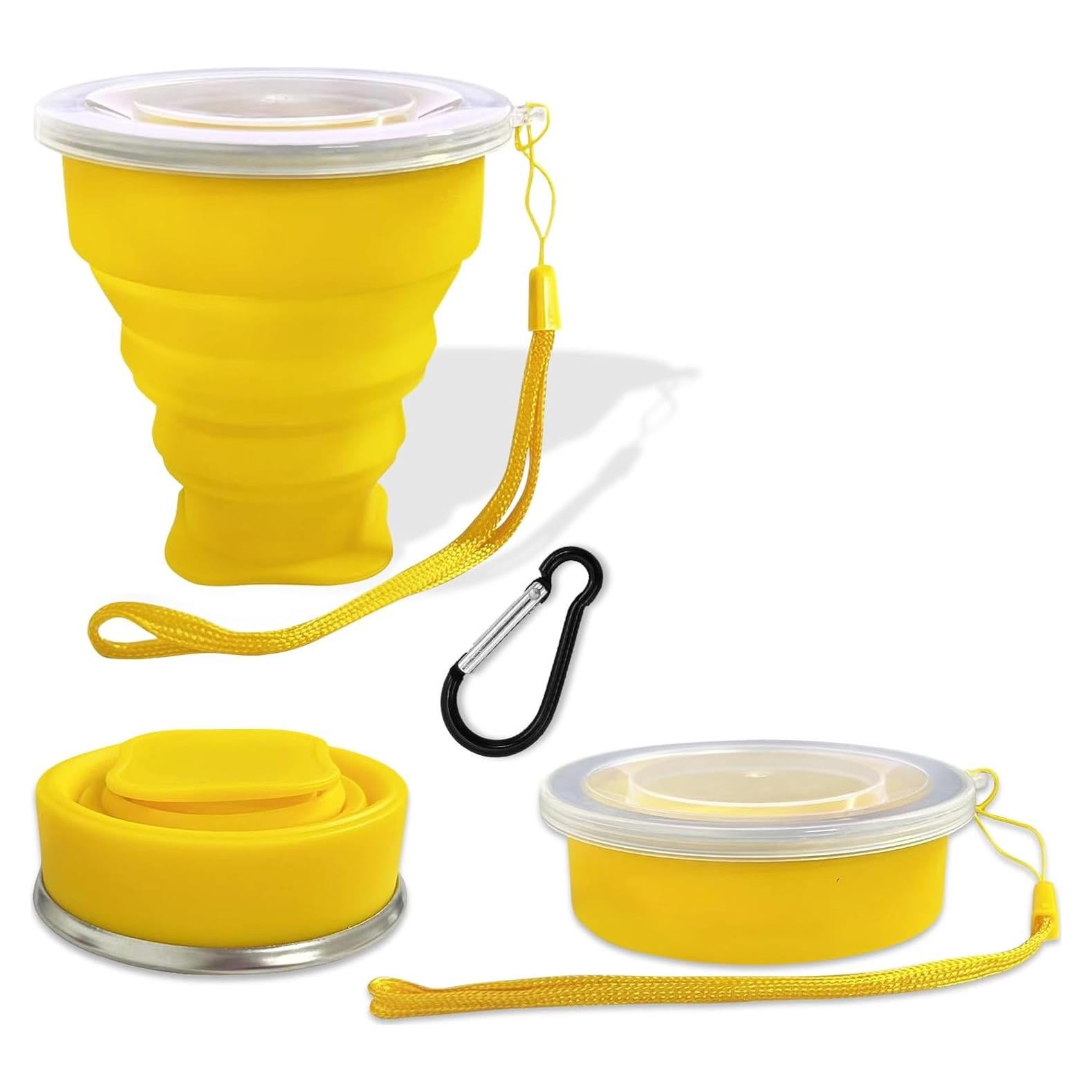 Taza Plegable de Silicona FINDWORLD 200ml Amarillo para Viajes