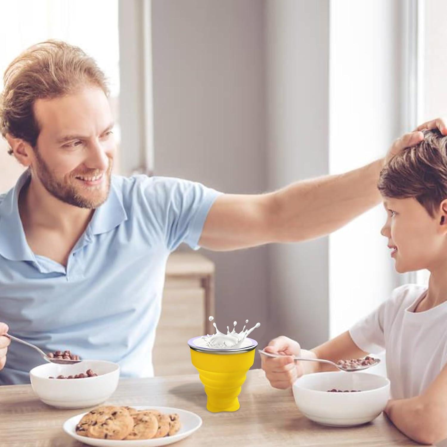 Taza Plegable de Silicona FINDWORLD 200ml Amarillo para Viajes