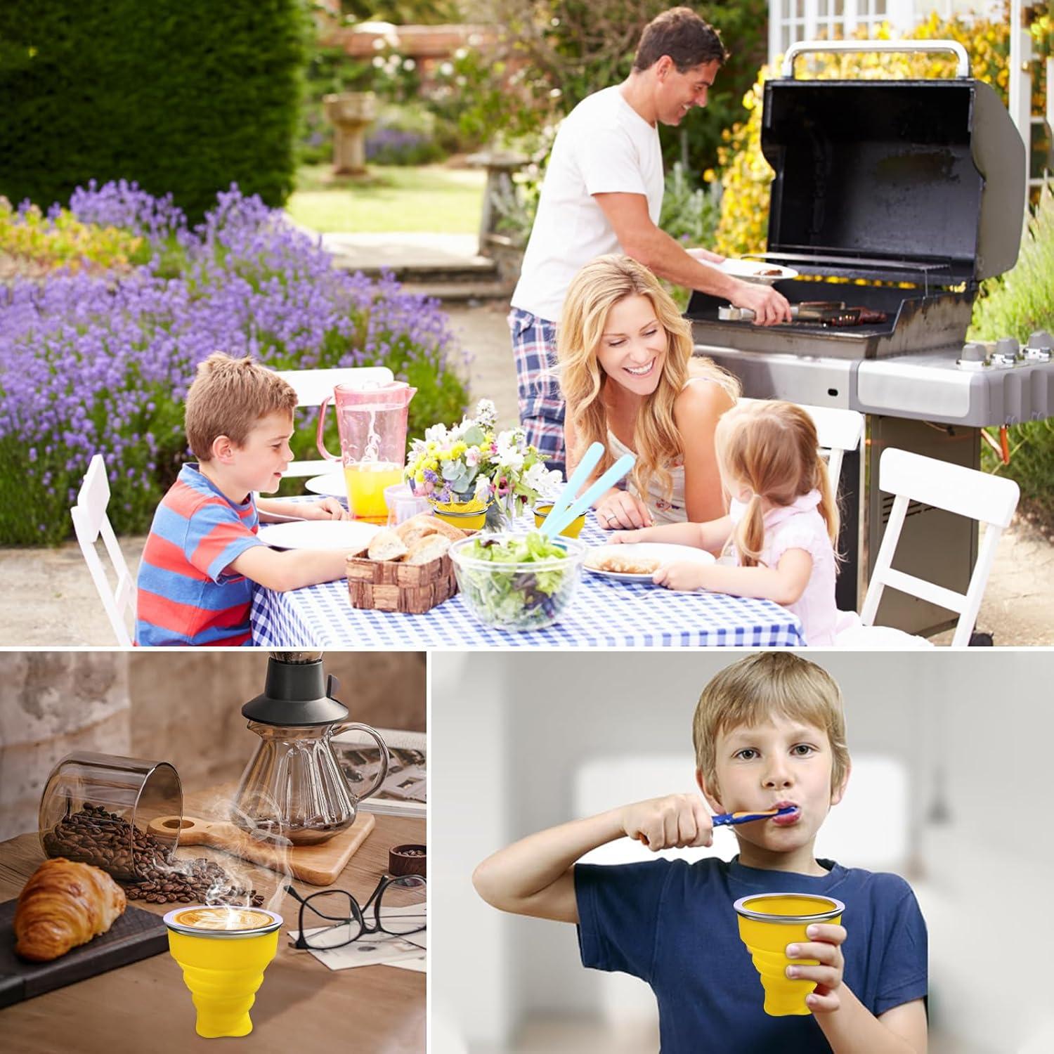 Taza Plegable de Silicona FINDWORLD 200ml Amarillo para Viajes