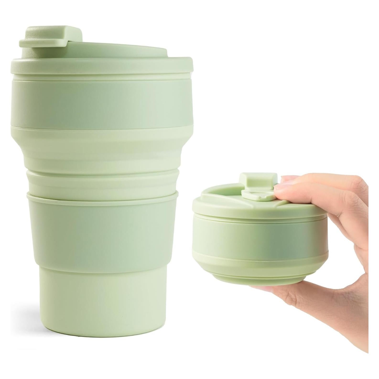 Taza Colapsable de Silicona Fijinhom 12oz Verde para Viajar