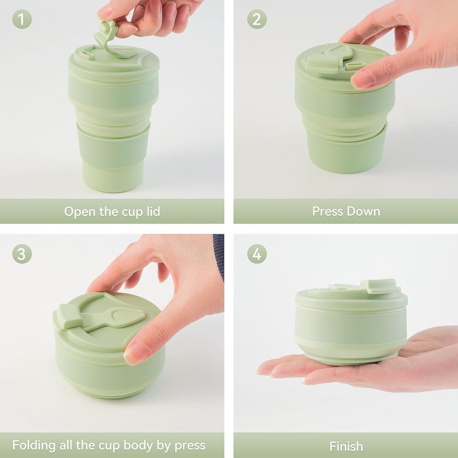 Taza Colapsable de Silicona Fijinhom 12oz Verde para Viajar