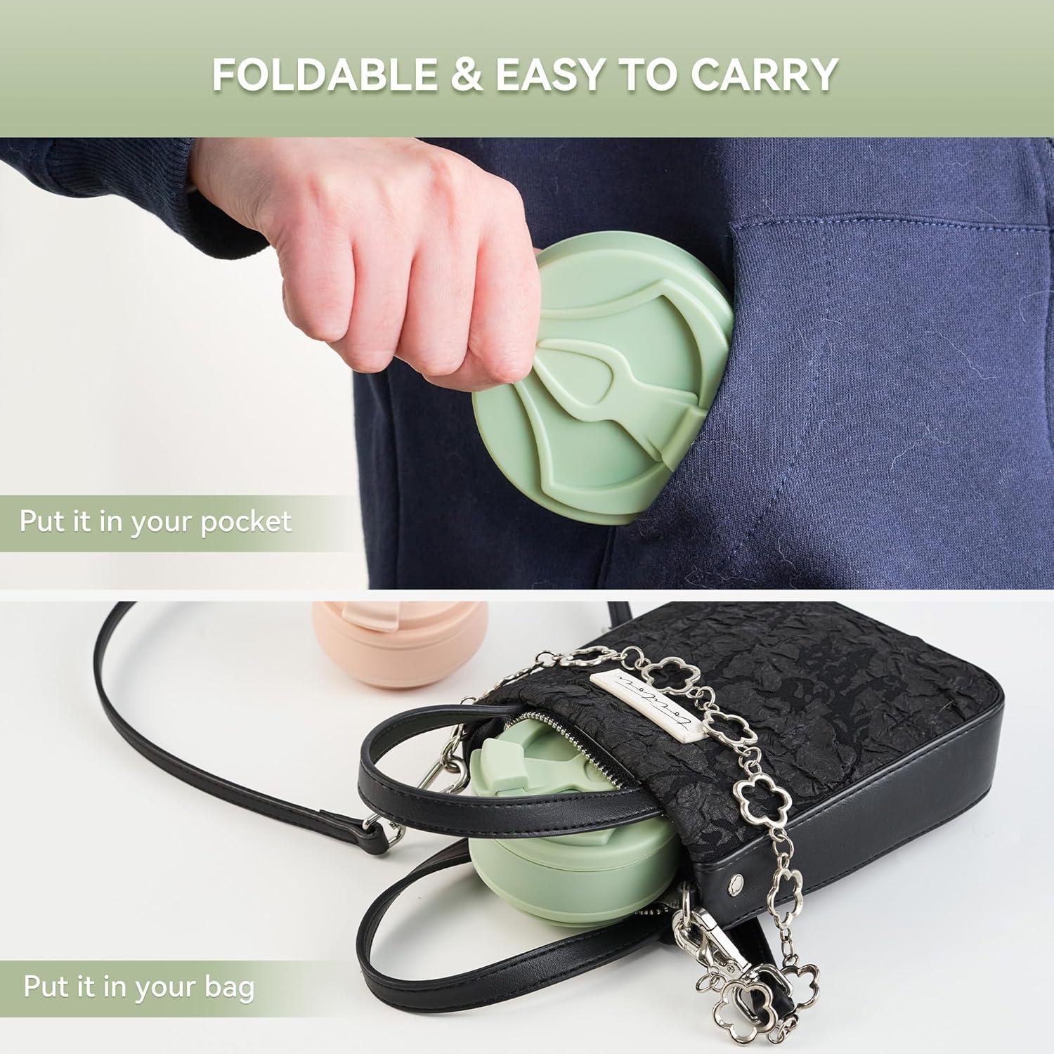 Taza Colapsable de Silicona Fijinhom 12oz Verde para Viajar