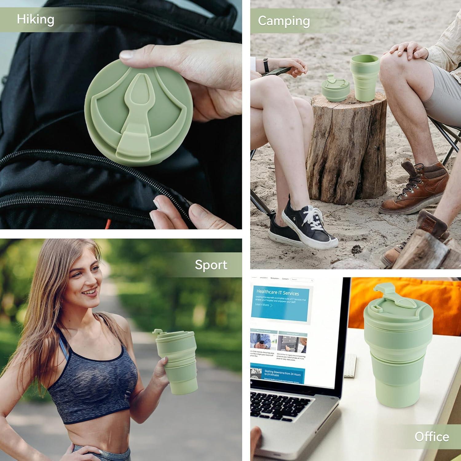 Taza Colapsable de Silicona Fijinhom 12oz Verde para Viajar