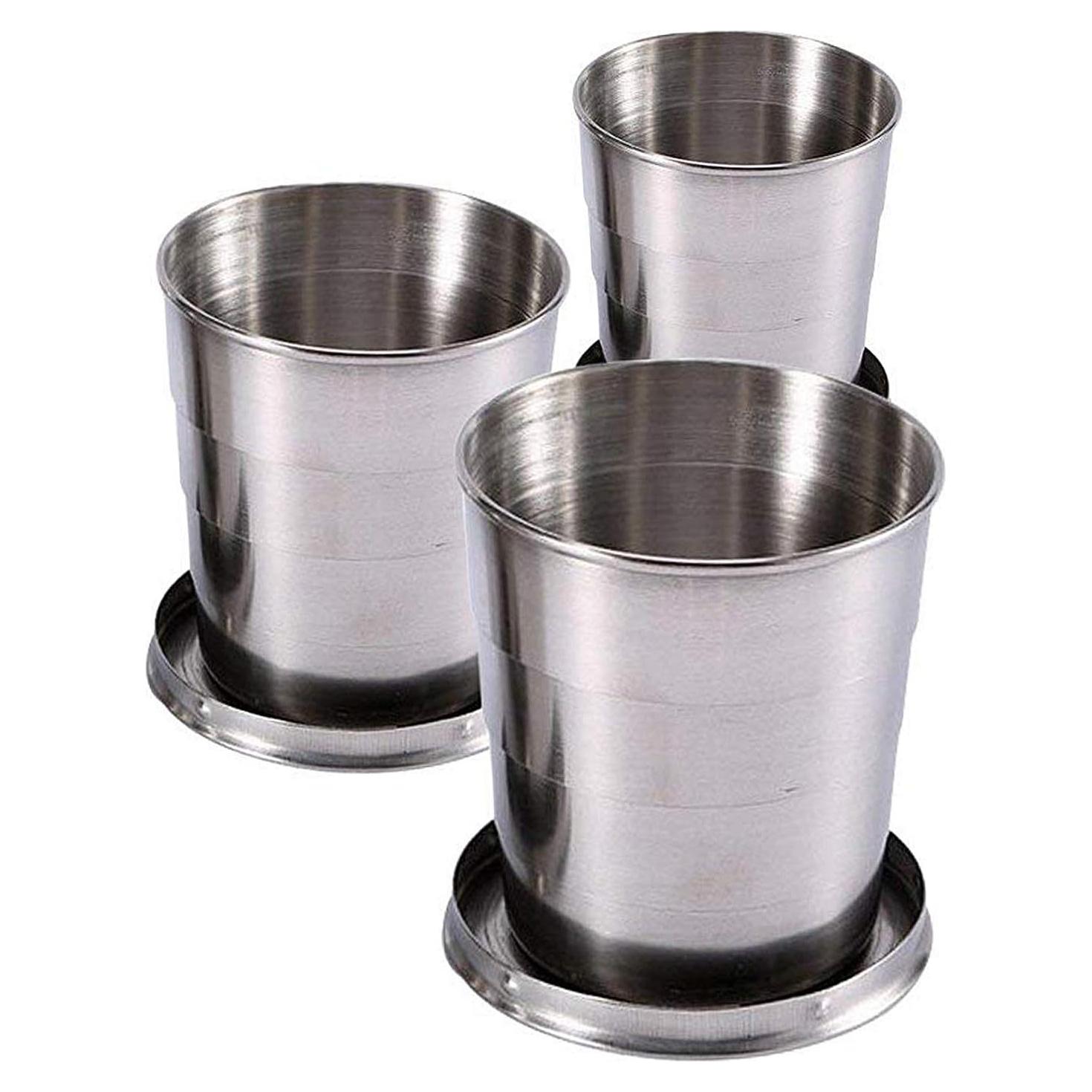 Tazas Plegables Guyuyii de Acero Inoxidable - 3 Piezas 75ml, 140ml, 240ml