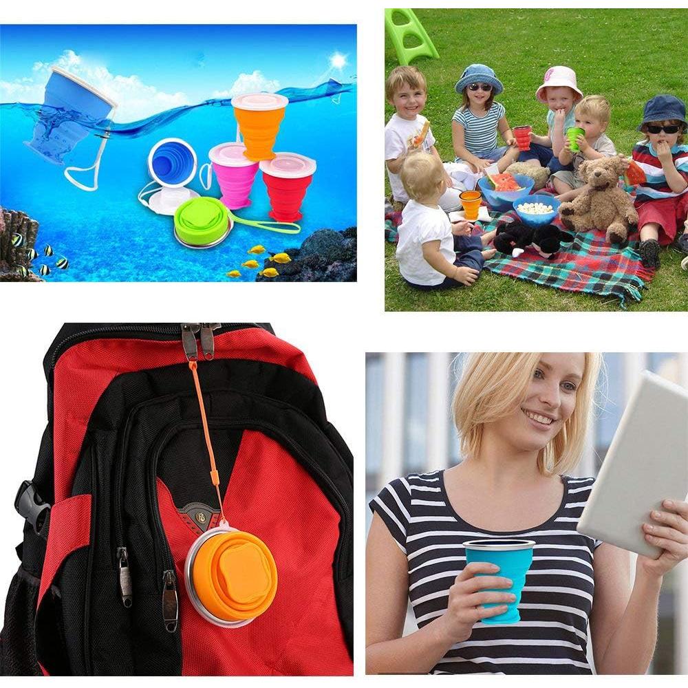 Set de 6 Tazas Plegables de Silicona JIELUO para Viaje 200 ml