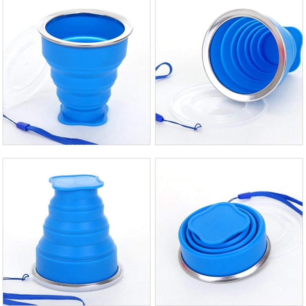 Set de 6 Tazas Plegables de Silicona JIELUO para Viaje 200 ml