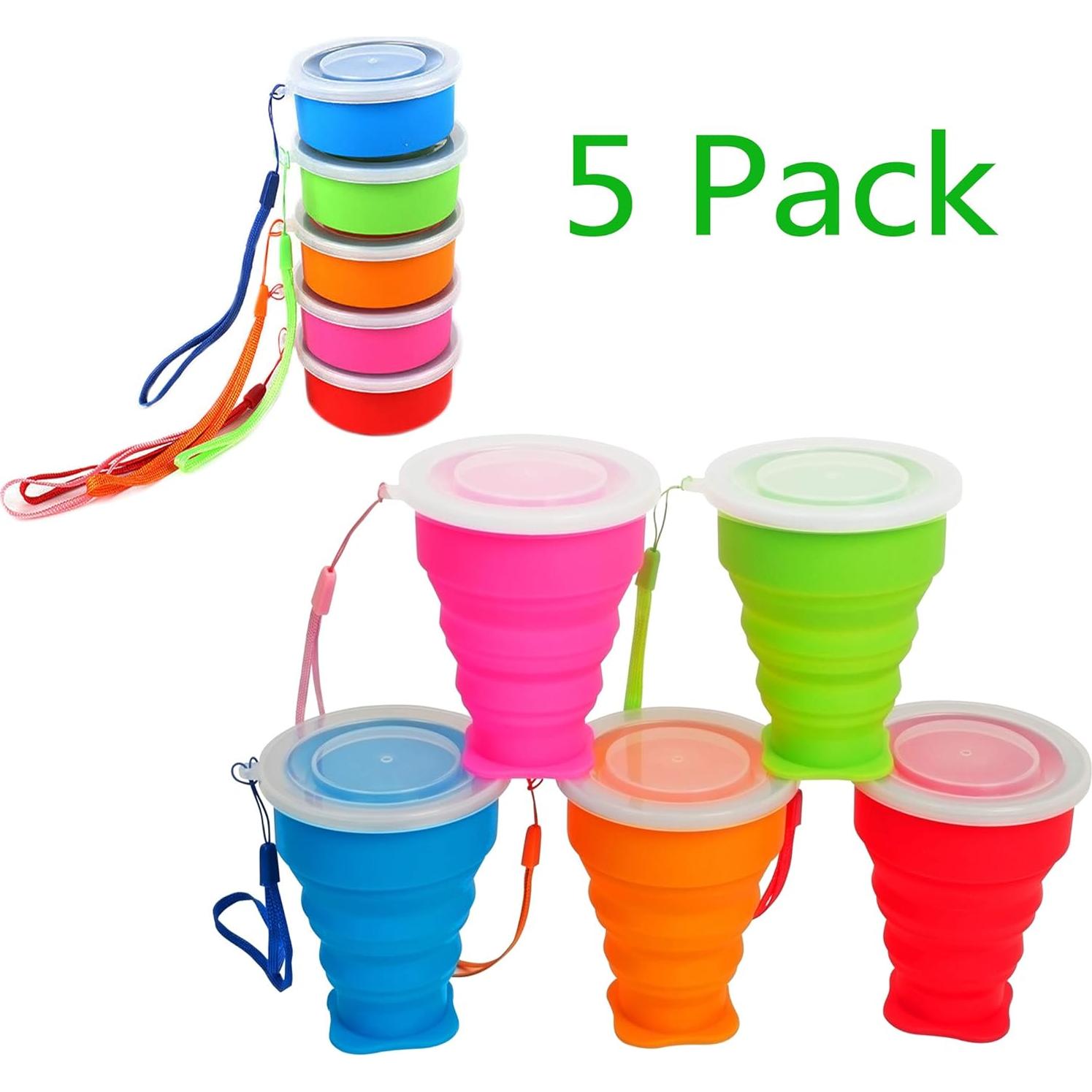 Paquete de 5 tazas colapsables Stouge 250ml para viaje