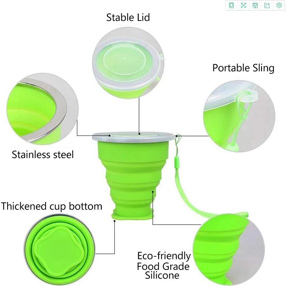 Paquete de 5 tazas colapsables Stouge 250ml para viaje