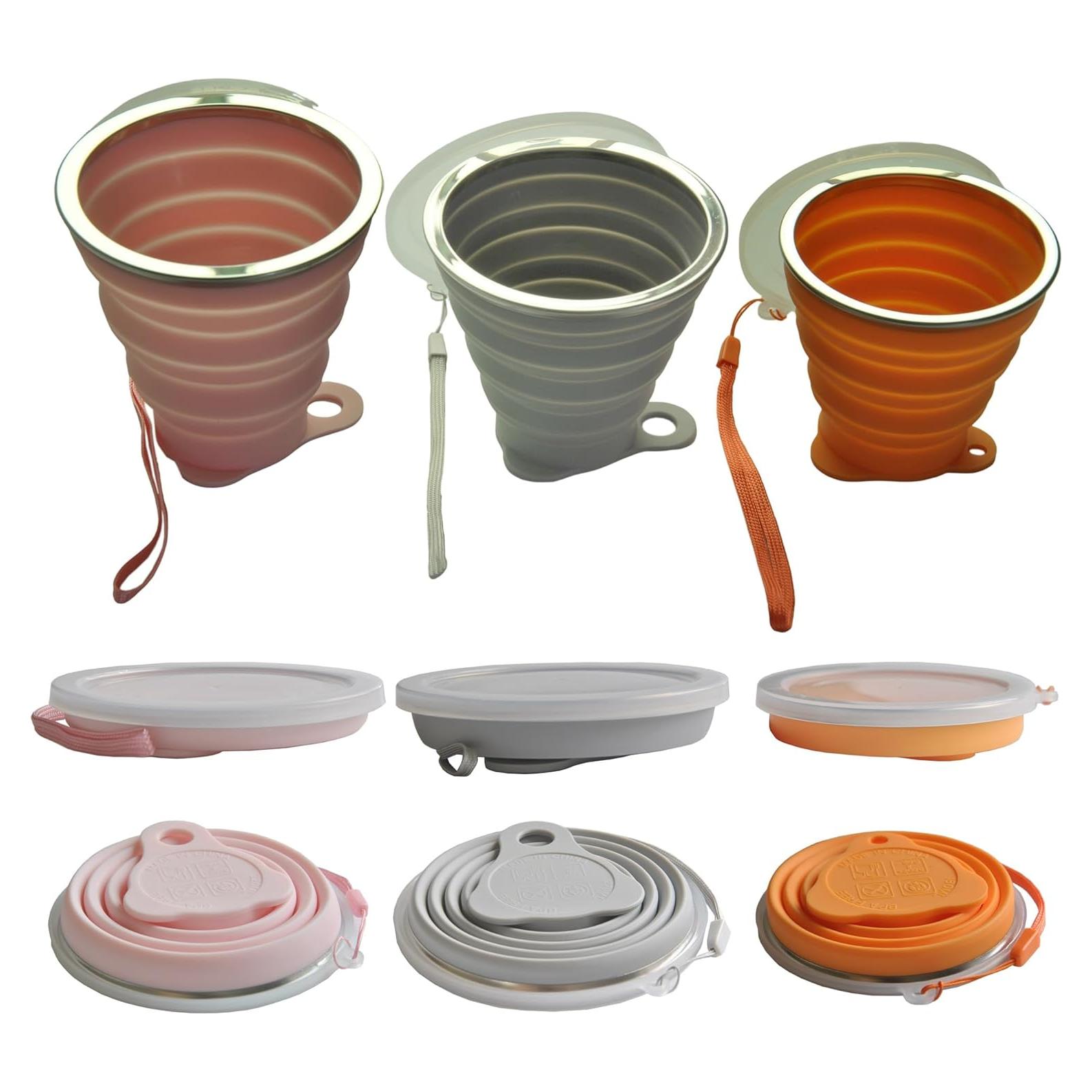 Tazas de Camping Plegables Geolinhome - 3 Tamaños Silicona