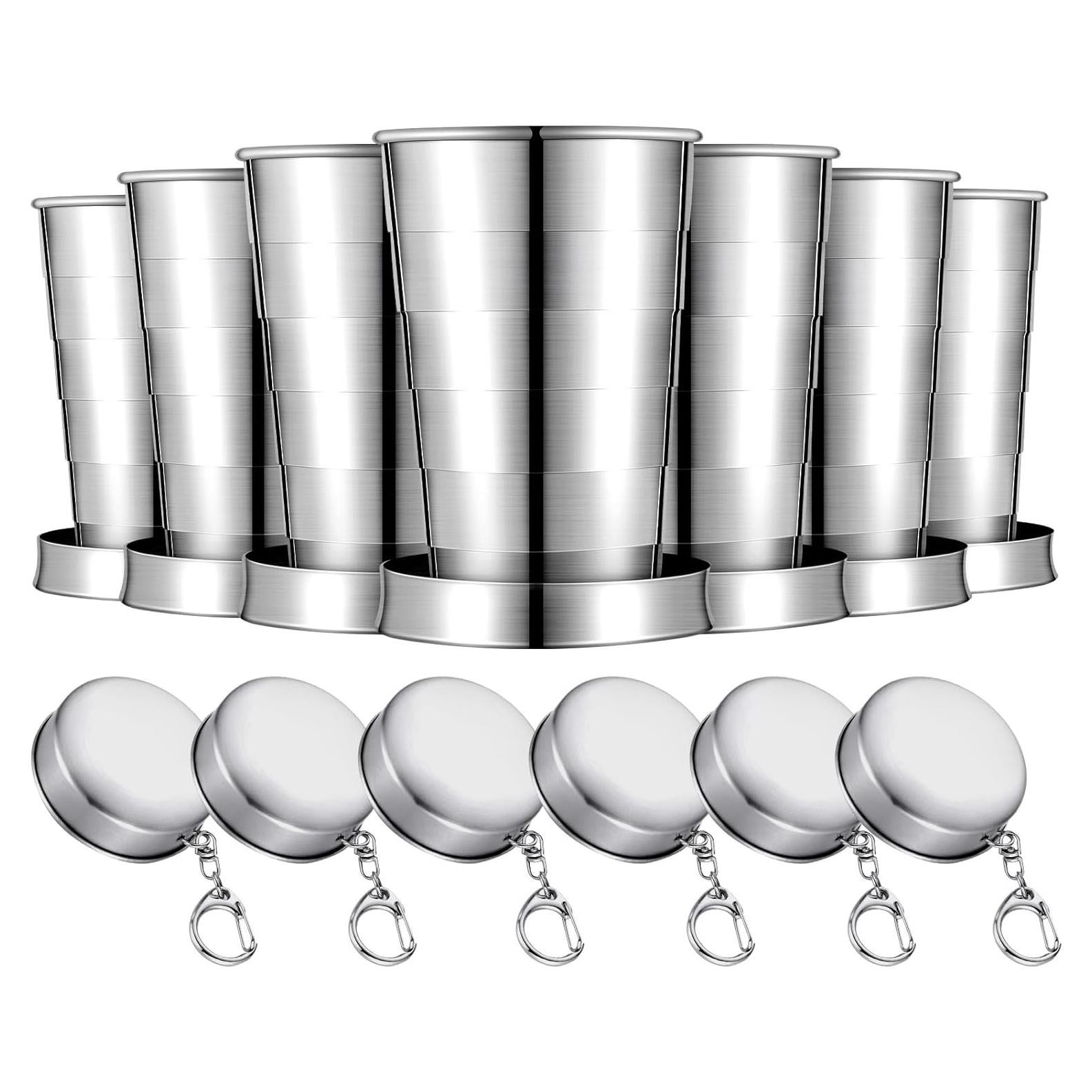 Tessco 6 Tazas Plegables de Acero Inoxidable 75 ml para Viaje