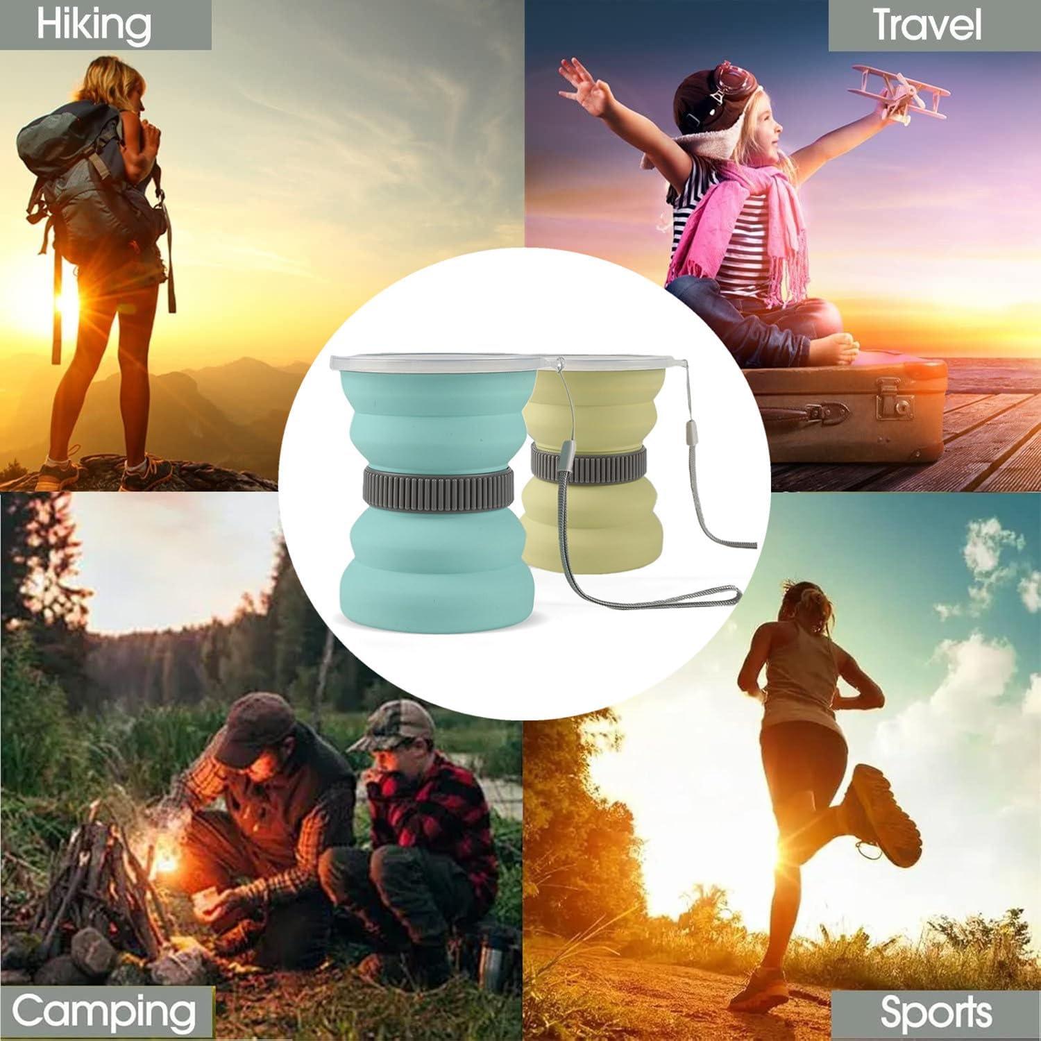 Taza Plegable IYYI 10.5oz Silicona Camping Verde Salvia