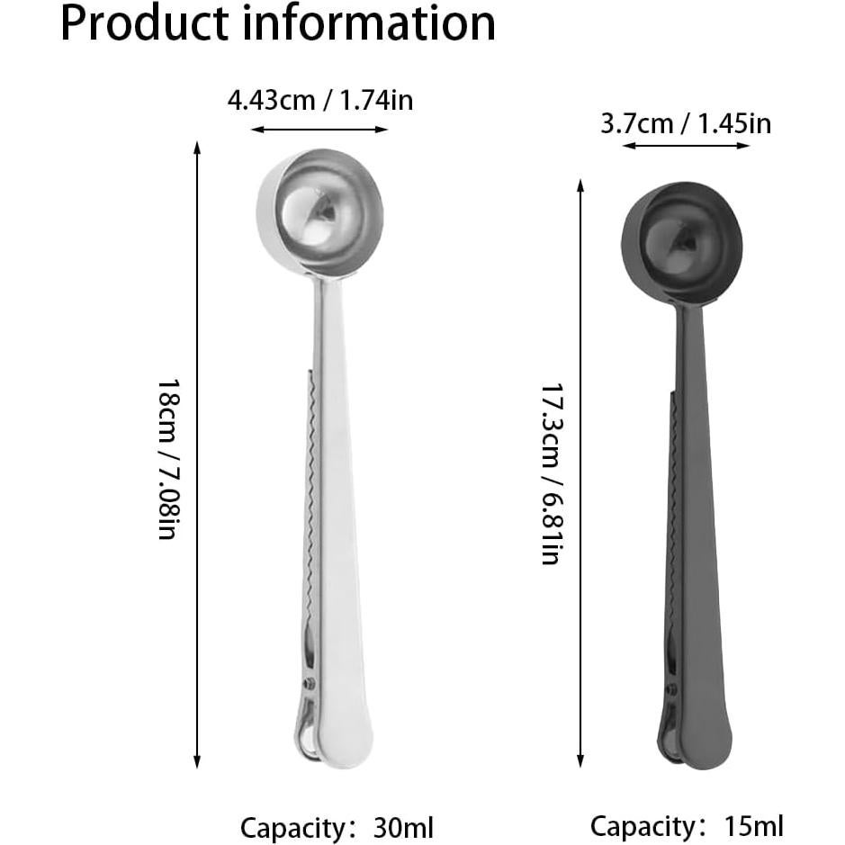 Set de 2 Cucharas Medidoras de Café con Clip Waxxy - Acero Inoxidable