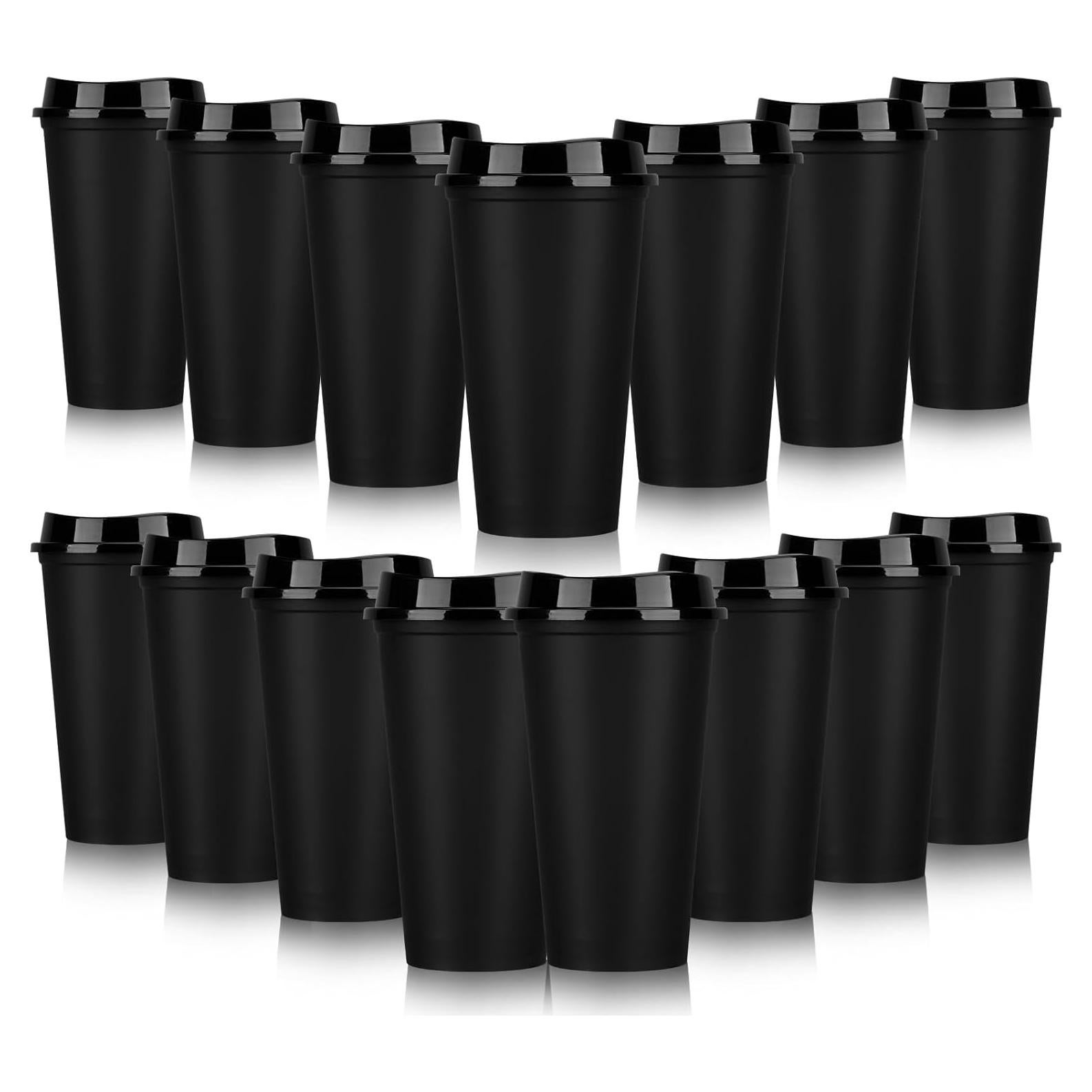 Paquete de 15 Tazas de Café Reutilizables Domensi 473 ml Negro