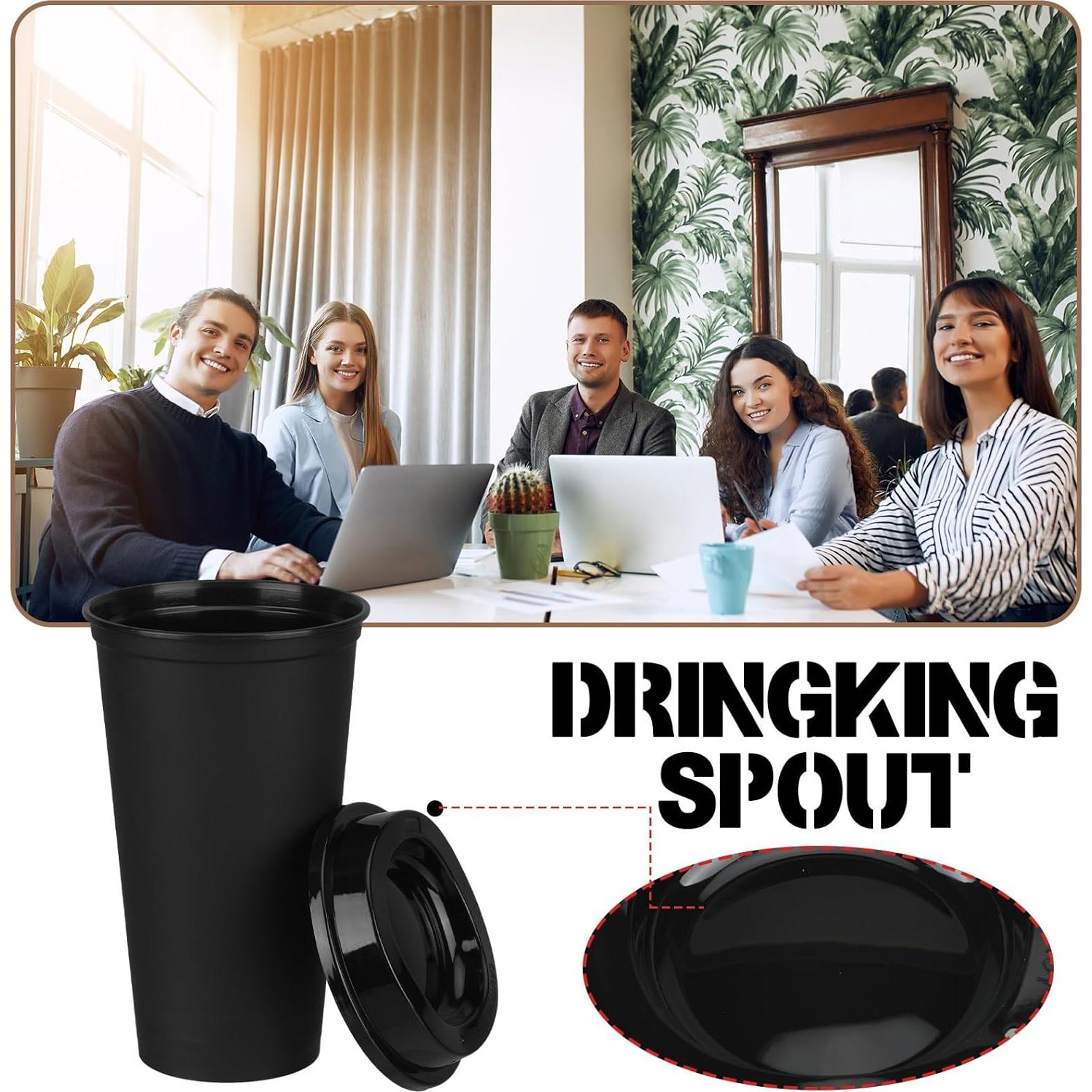 Paquete de 15 Tazas de Café Reutilizables Domensi 473 ml Negro