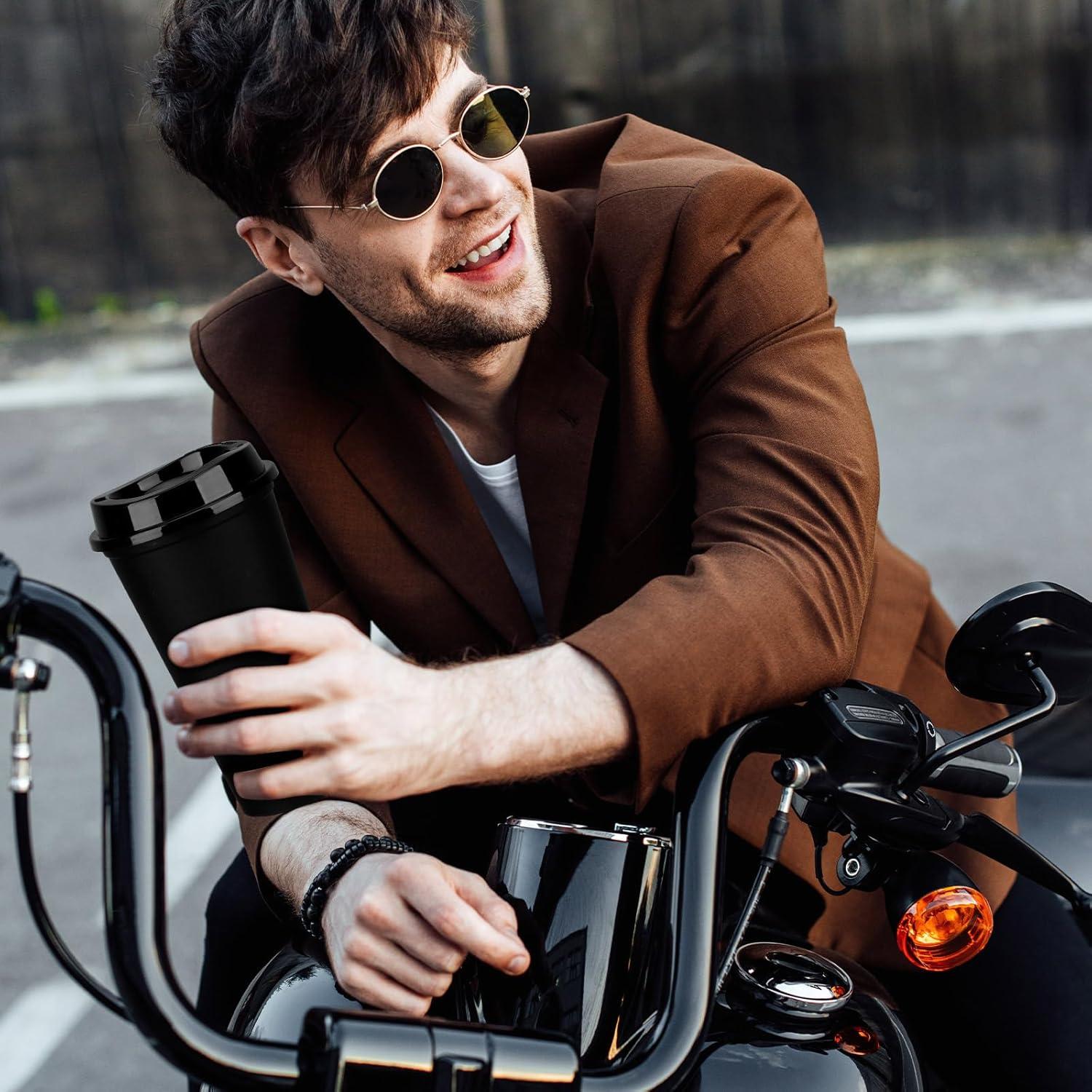 Paquete de 15 Tazas de Café Reutilizables Domensi 473 ml Negro