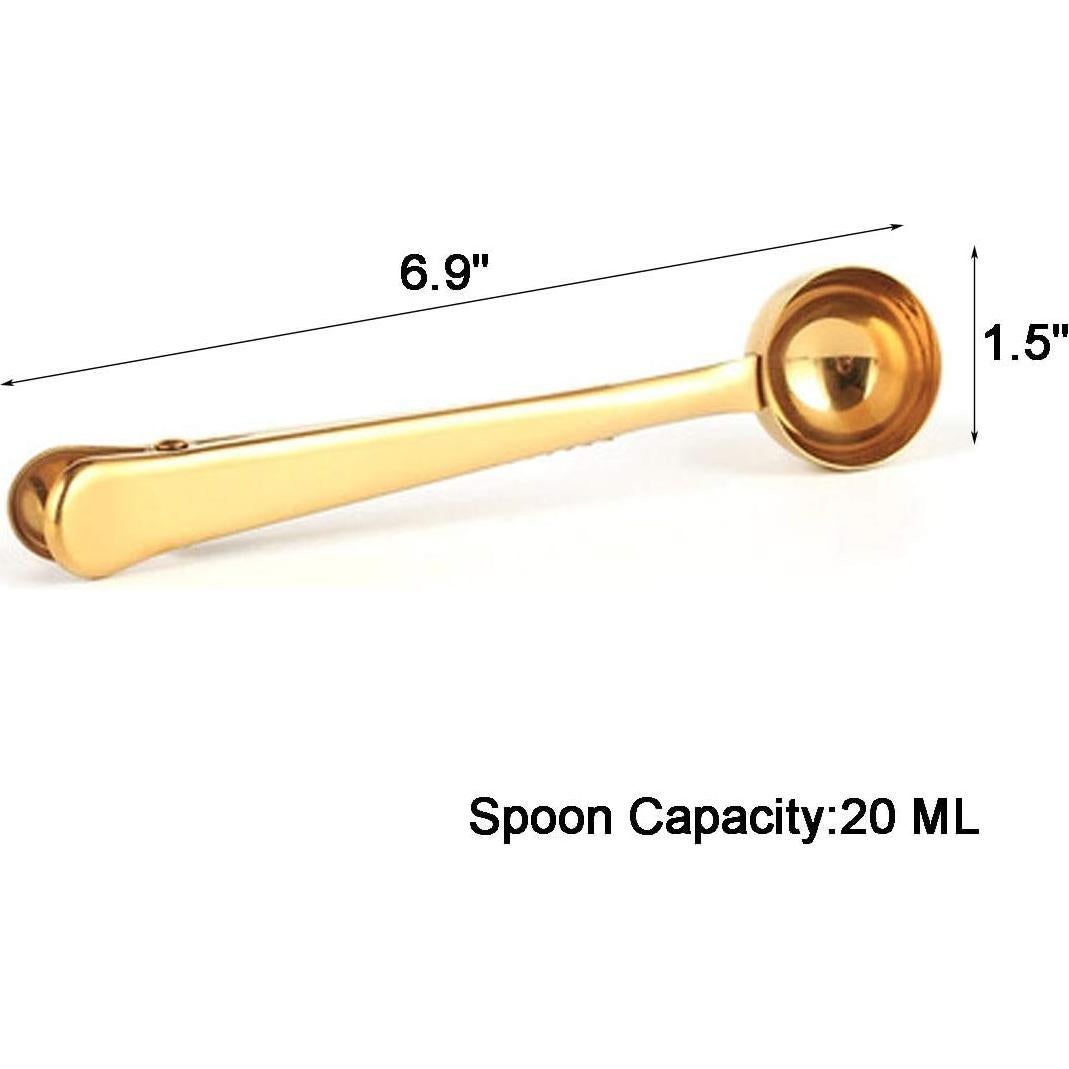 10 Cucharones de Acero Inoxidable 2 en 1 con Clip para Café