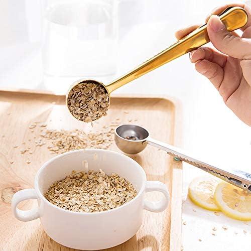 10 Cucharones de Acero Inoxidable 2 en 1 con Clip para Café