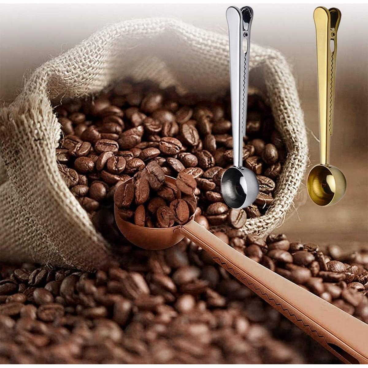 Cuchara de Café con Clip AISIBO - 2 Piezas Acero Inoxidable