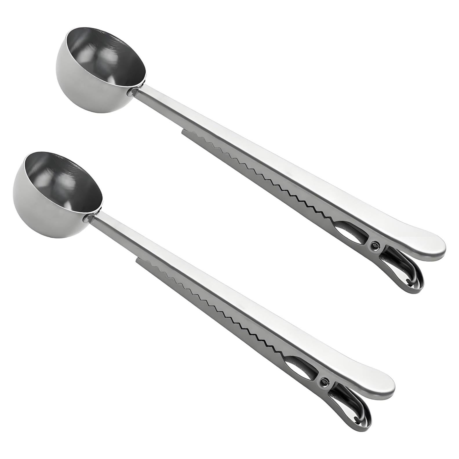 Cuchara Medidora de Café con Clip GTIEDIK - Set de 2 Plata