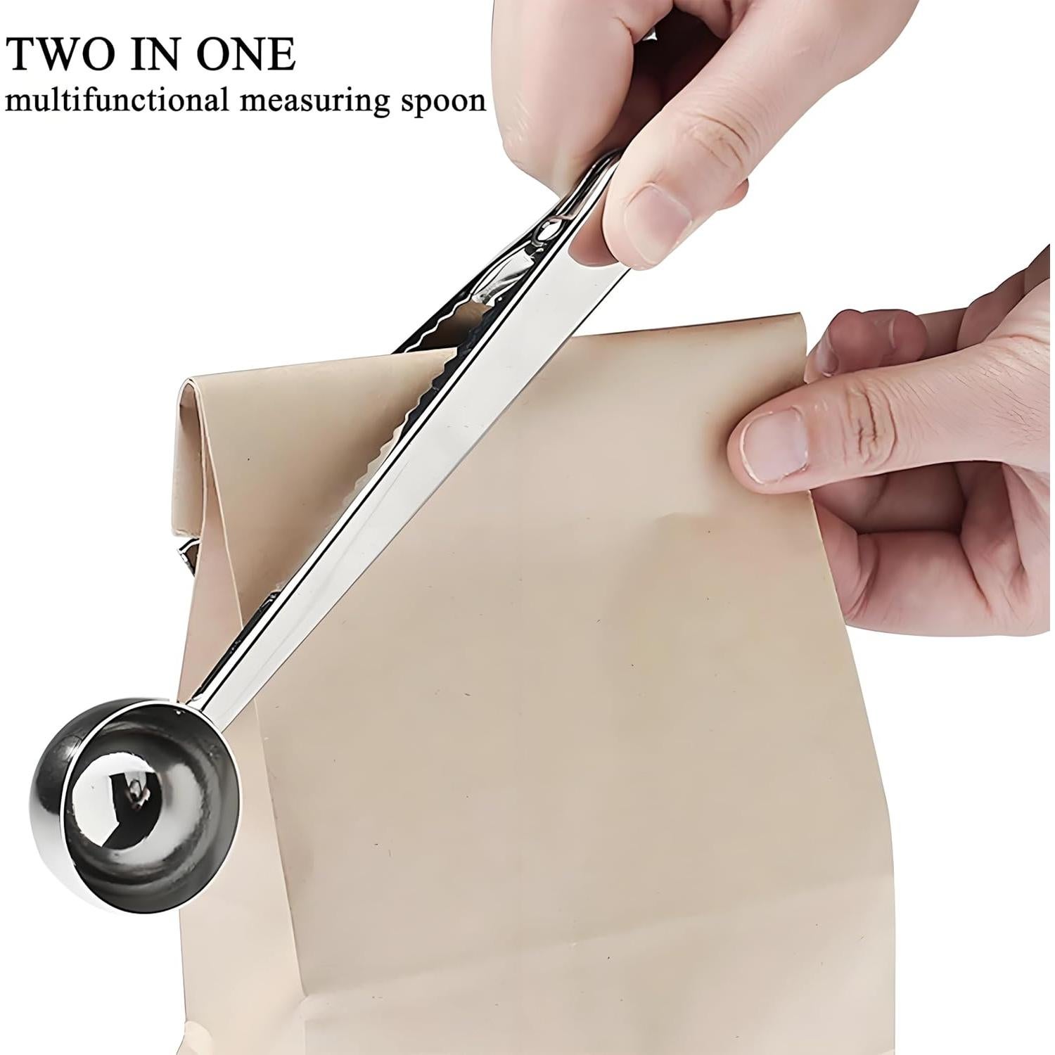 Cuchara Medidora de Café con Clip GTIEDIK - Set de 2 Plata