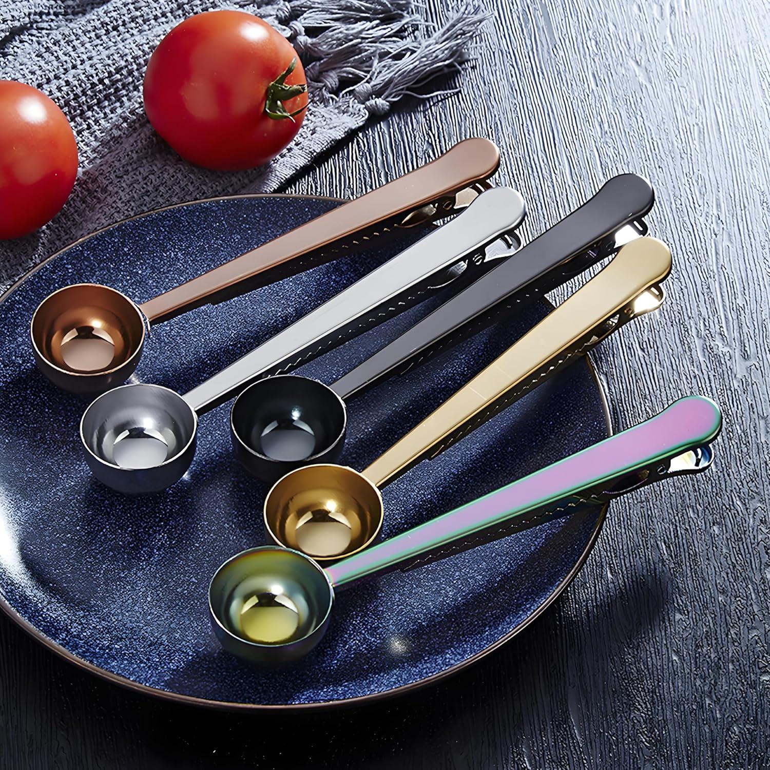 Cuchara Medidora de Café con Clip GTIEDIK - Set de 2 Plata