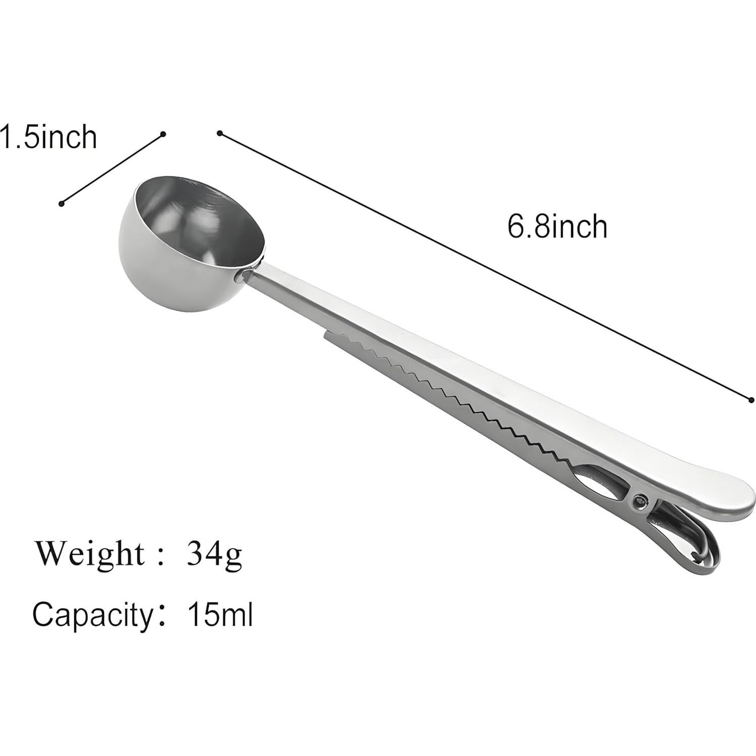 Cuchara Medidora de Café con Clip GTIEDIK - Set de 2 Plata