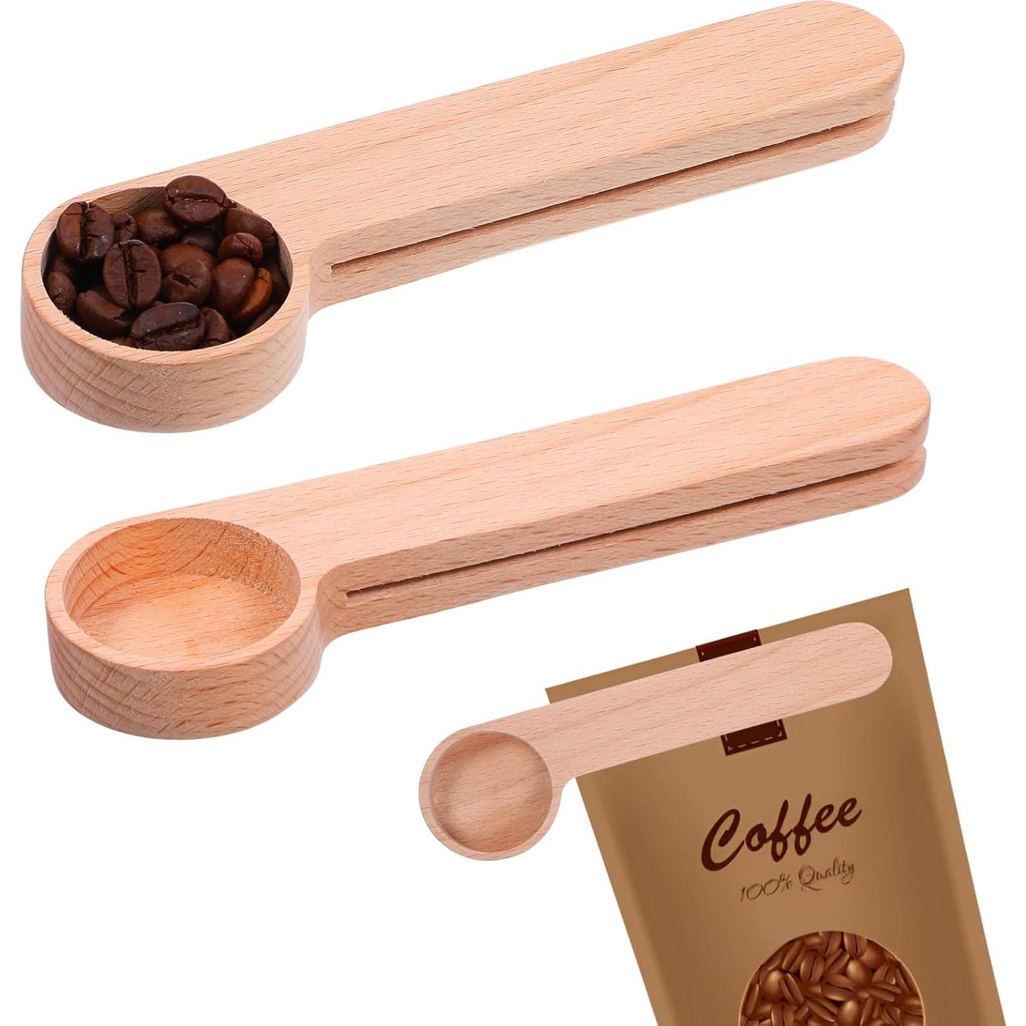 12 Cucharones de Madera con Clip para Bolsas Tobeelec